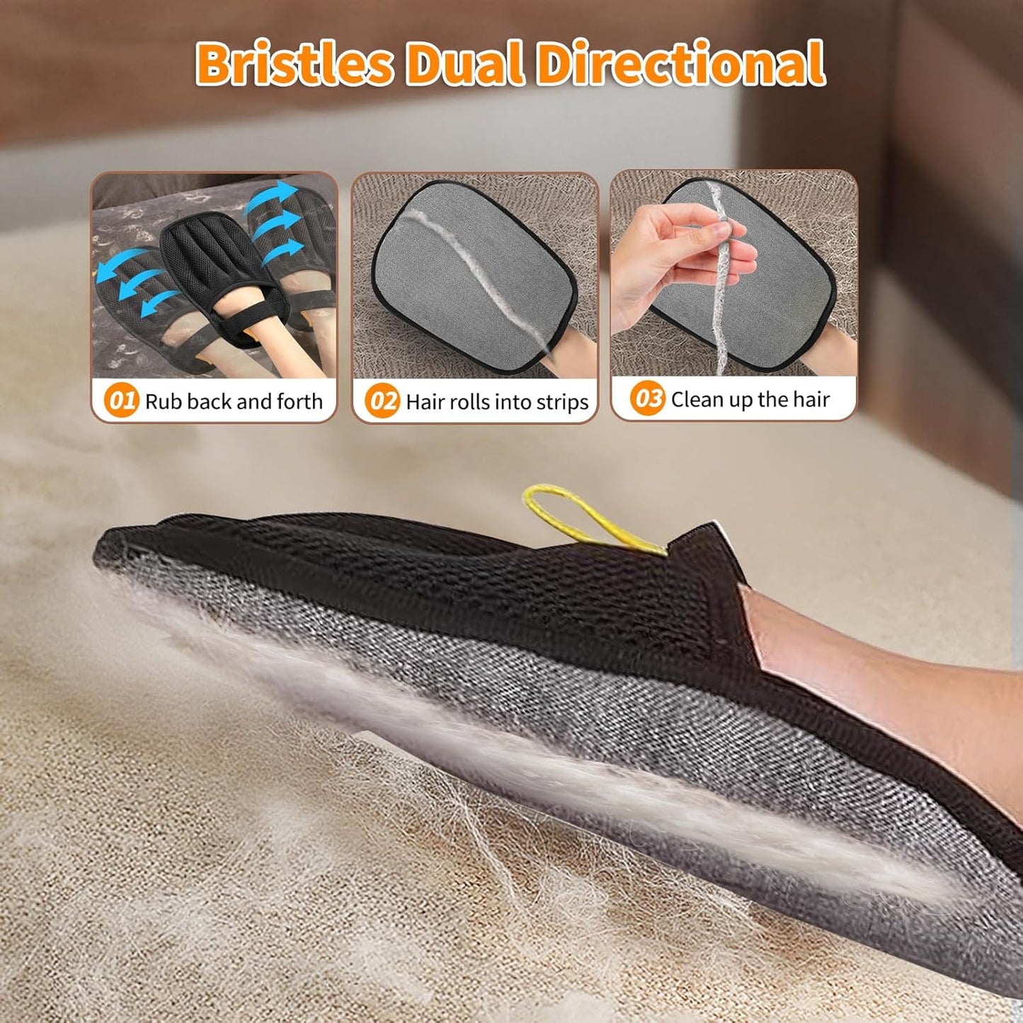 Pet Hair Removal Tool for Cats & Dogs, 2025 New Upgraded Electrostatic Gloves for Pet Hair, Reusable Pet Hair Remover Tool for Couch, Furniture, Carpet, Curtain & Car Seat (Blue)