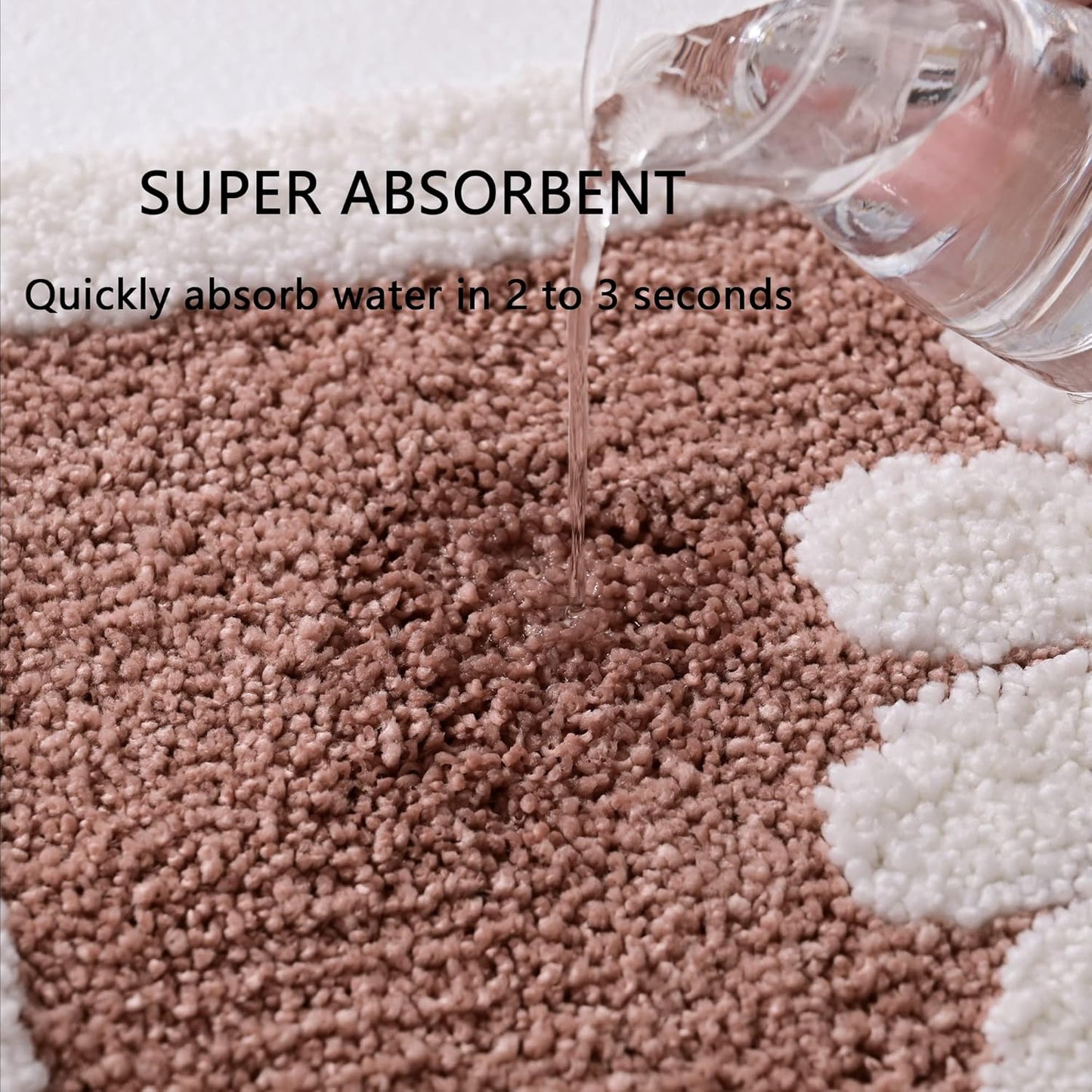 Bathroom Rugs Mat, White Flower Bath Rugs Fluffy Soft Superfine Fiber Rugs Non Slip Bath Mat Machine Wash Plush Mats,Bathroom Rug for Bathroom Shower Room (16"×24", Brown)