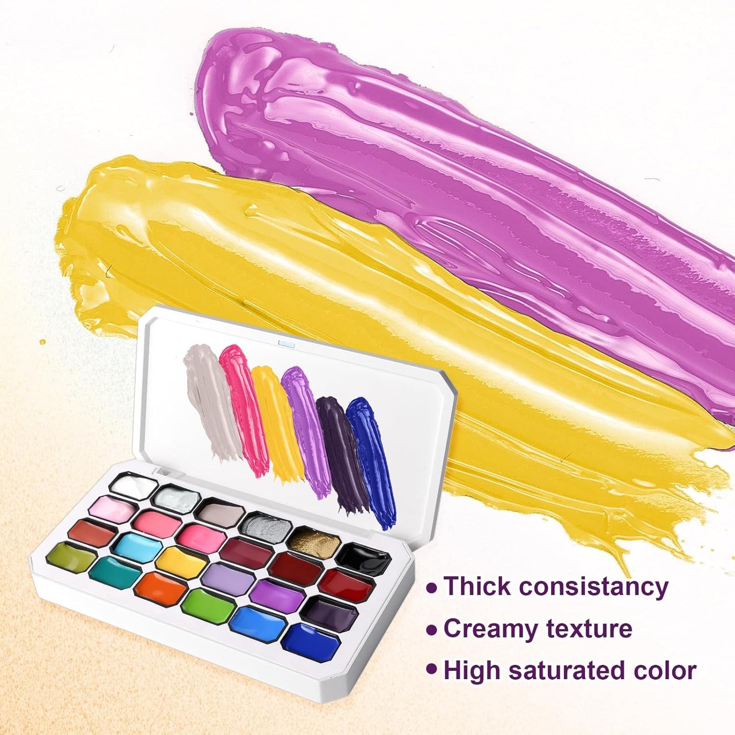 Gradient Painting Gel, 24 Gliter Colors Ombre Gel Nail Polish for Pigment Pat Silver&Gold Aura Nails, French Manicure DIY Nail Art Long-lasting No-wipe Palette A