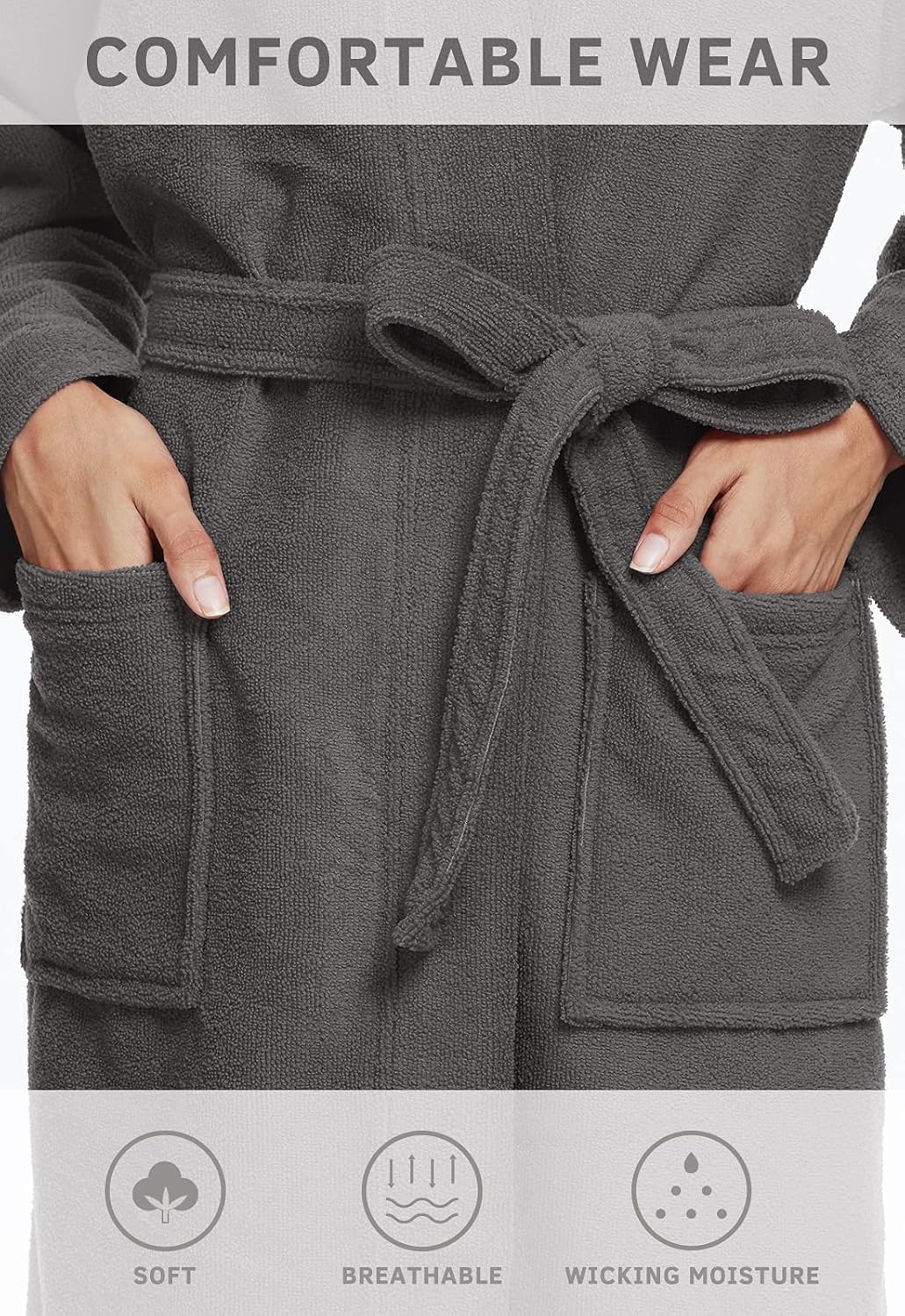 Orrpally Women Kimono Robes Lightweight Terry Cloth Bathrobe Knee Length Bath Robe