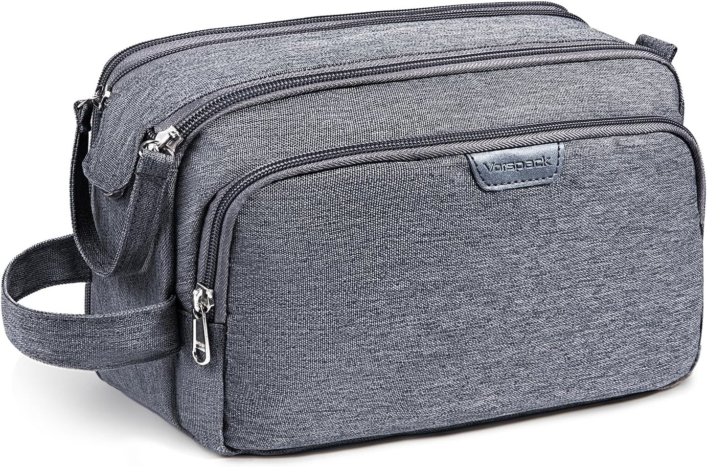 Vorspack Large Travel Toiletry Bag - Water Resistant Travel Bag for Toiletries, Cosmetics, Accessories, Gifts for Men - Grey
