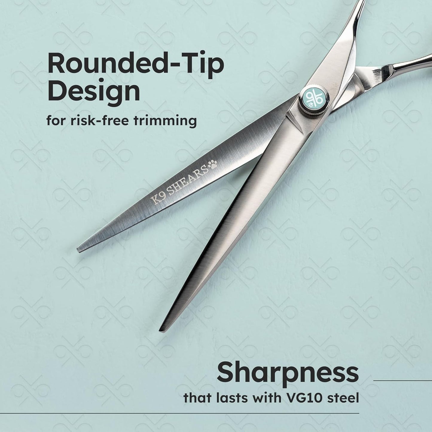 7” Dog Grooming Scissors|VG10 Japanese Steel Professional Pet Grooming Shears for Cats & Dogs|Clean Cut & Precise Trimming|Lightweight Ergonomic Handcrafted Design|K9 Shears