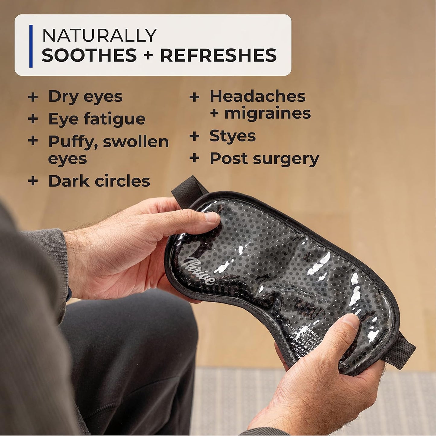 Thrive Eye Care Gel Bead Eye Mask Hot & Cold - Azure, 1 Count - Reusable Sleep Mask & Puffiness Relief - Cold Compress & Warm Wrap for Migraines, Dryness & Dark Circles