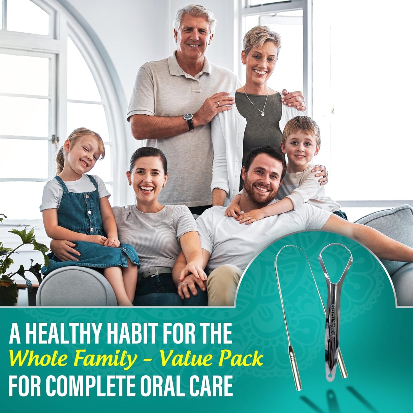 GuruNanda Tongue Scraper for Adults (4-Pack) with Travel Case, 420 Medical Grade Stainless Steel, Aids in Fresh Breath & Oral Care - Travel-Friendly