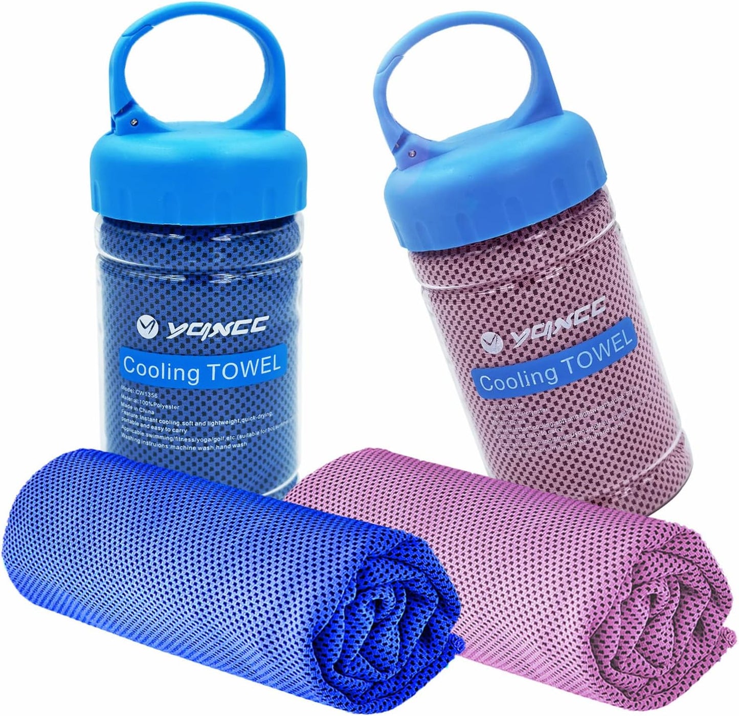YQXCC Cooling Towel | 2 Pack 47"x12" | Ice Cool for Neck | Soft Breathable Microfiber Chilly | for Yoga, Golf, Gym, Camping, Running, Workout & More Activities