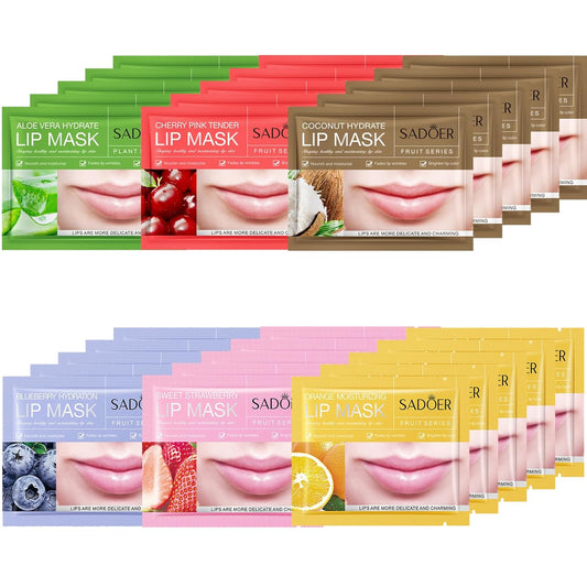 30 PCS Moisturizing Lip Mask 6 Flavours Crystal Lip Care Gel Pads Mask Bulk for Moisturizing & Reducing Wrinkle Patches Exquisite Remove Dead Skin Moisture Essence Sleepover Makeup Party Supplies