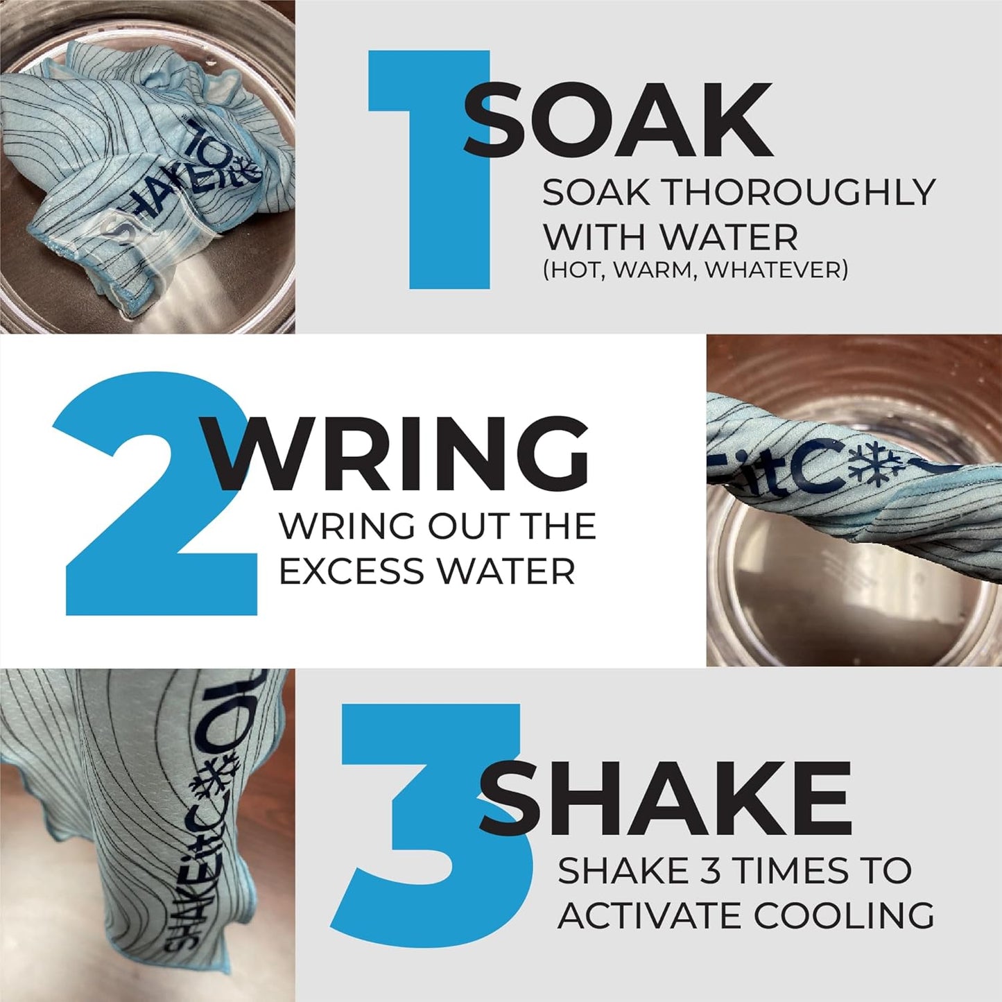 SHAKEitCOOL Original Cooling Towel – Be Cool in Style - Heat Relief, Soft, Lightweight, Sun Protection, Easy Clean - Perfect for Biking, Running, Yoga, Gym, Gardening - Tie Dye