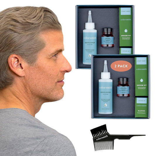 Hair & Beard Color for Blending Grays 2 pack - Light Ash Blonde - Ammonia-Free Complete Men’s At-home Beard & Hair Dye Kit, Professional-grade Demi-Permanent Hair Color (9.1)