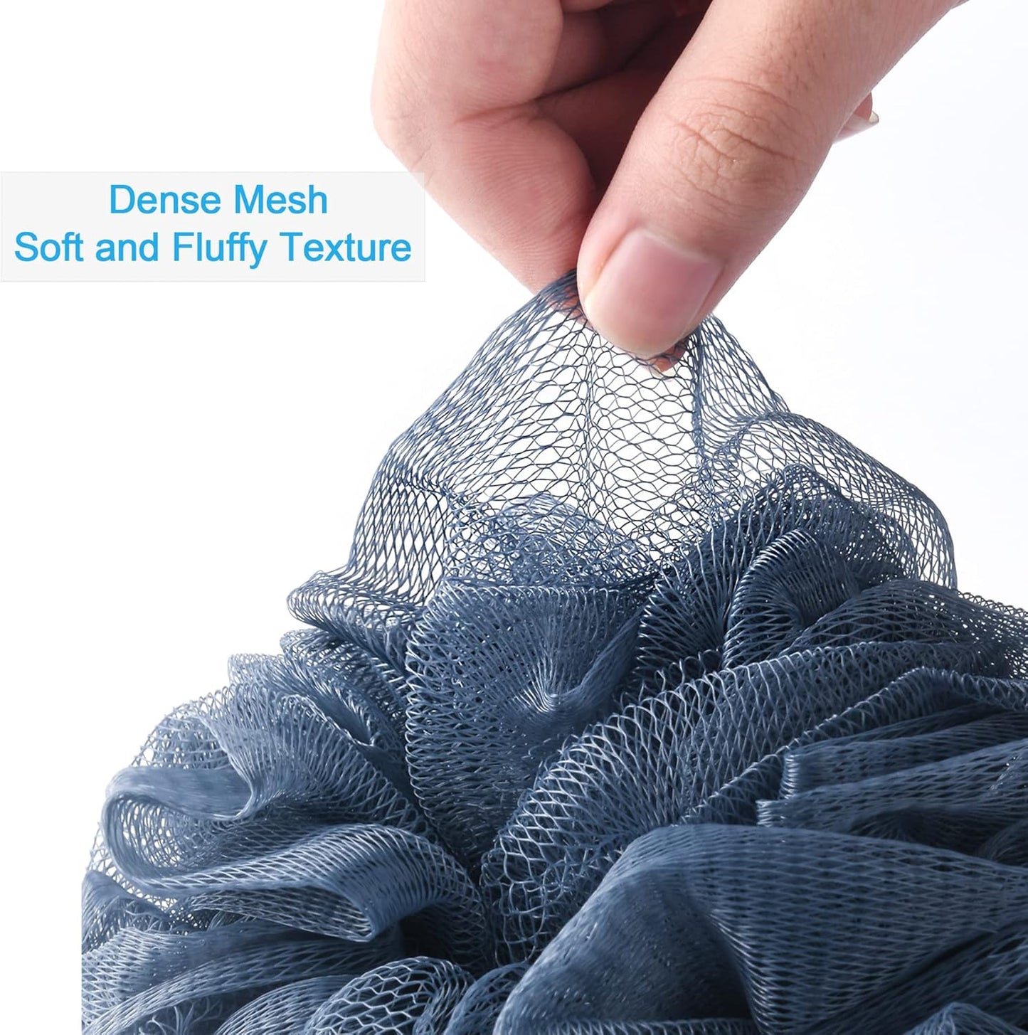 AmazerBath Loofah Sponge 75g/Piece, Exfoliating Bath Sponge Body Scrubber - Loofa Set of 4 Grey Blue-Pink-Grey-White (Large)