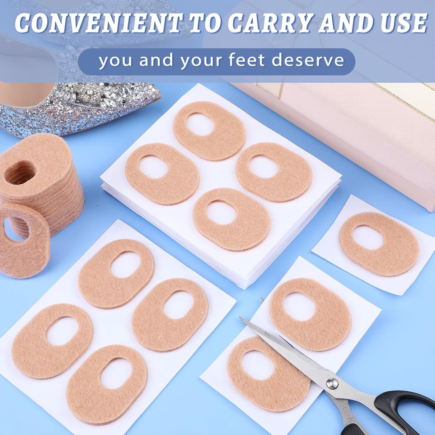 WILLBOND 48 Pack Callus Pads Soft 1/4" Thick Oval Shape Corn Pads 1/8" Felt Callus Cushions Adhesive Corn Protectors for Men Women Feet Toes Pain Relief(Nude, 1/8 Inch)