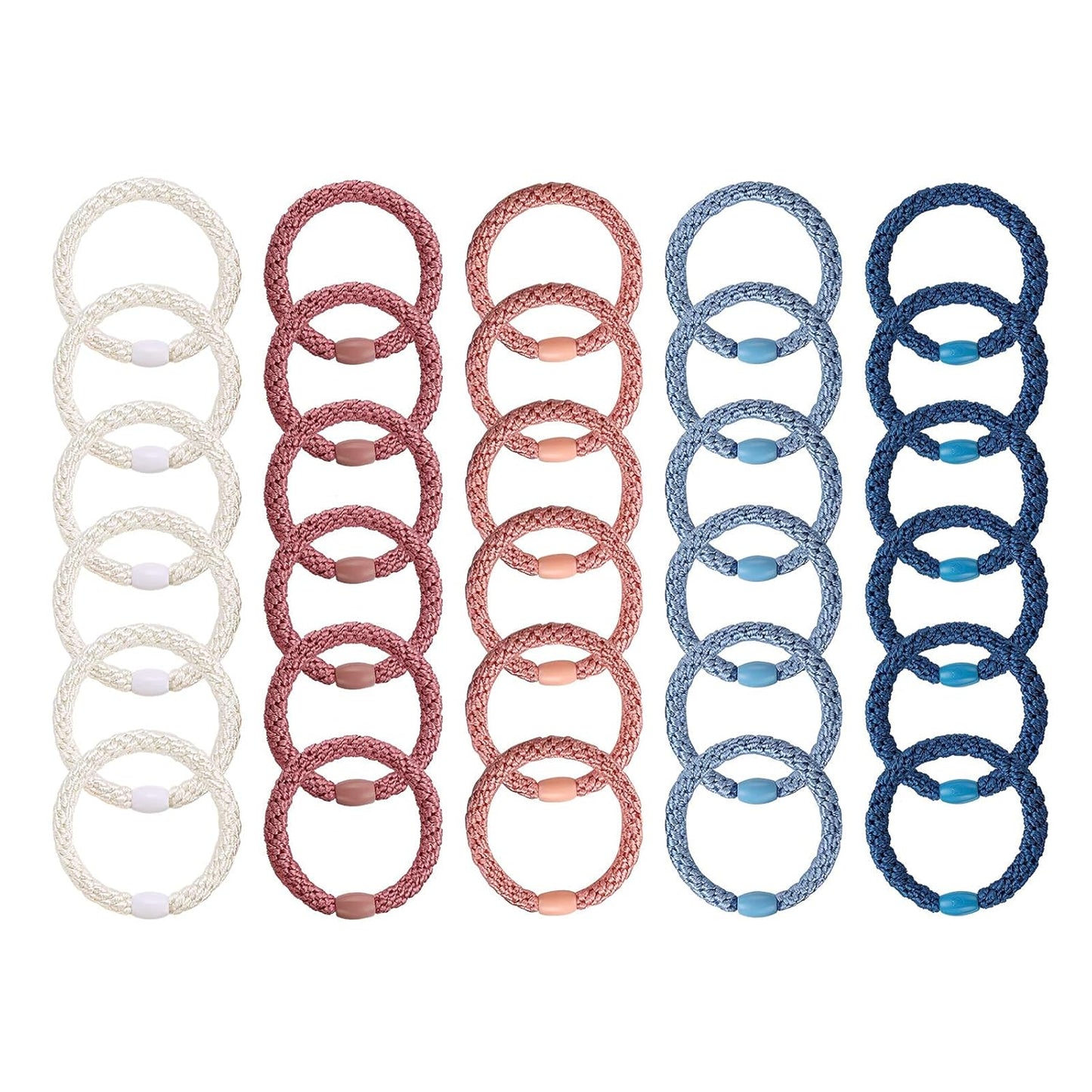 Hair Ties for Girls Women, Funtopia 30 Pcs Elastics Hair Bands Ponytail Holders for Thick Hair, No Damage No Crease Hair Elastics 3.Multicolor