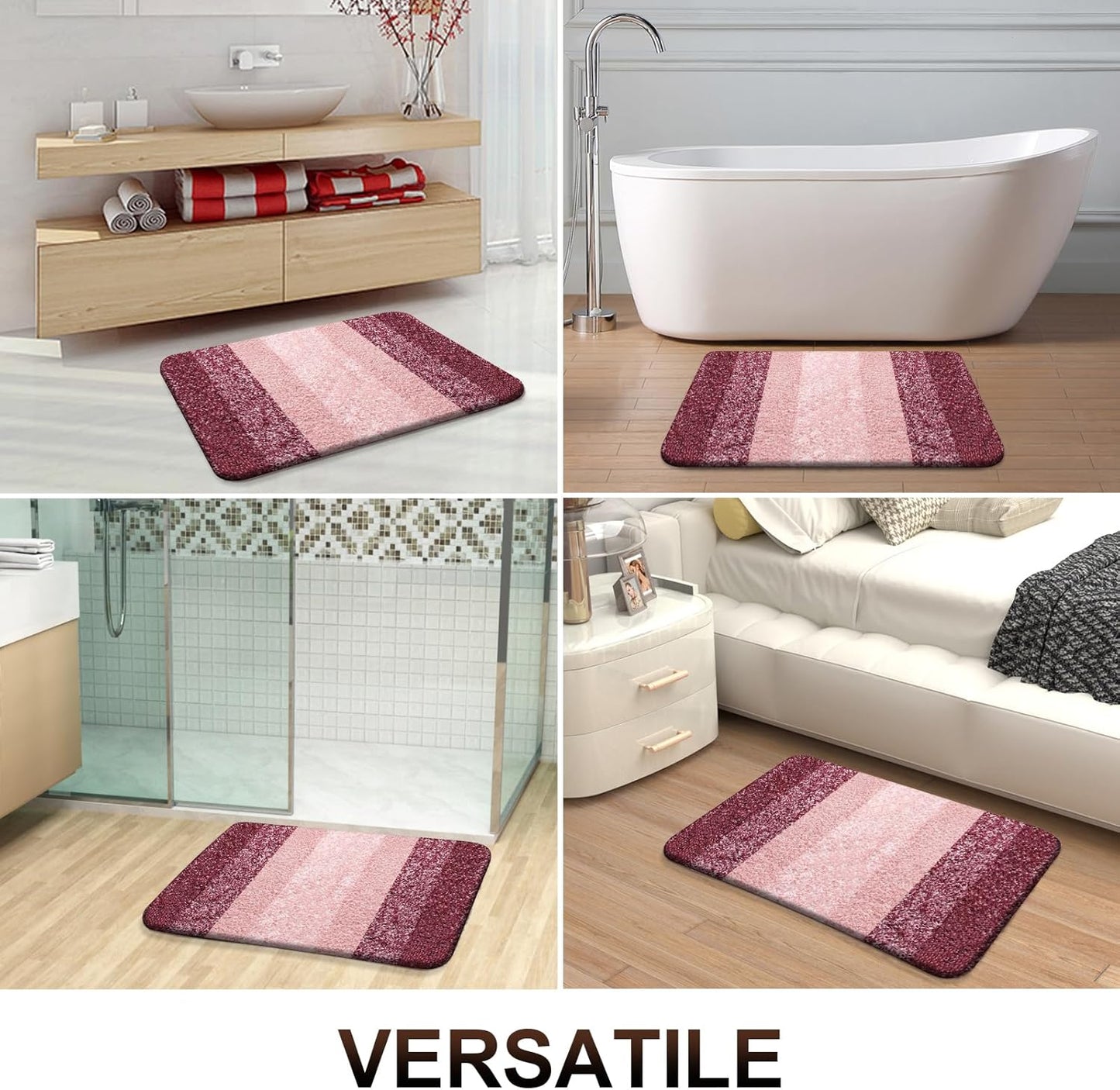 OLANLY Bathroom Runner Rugs 44x24, Extra Soft Absorbent Microfiber Bath Rugs, Rubber Backing, Quick Dry, Machine Washable Bath Mats for Bathroom Floor, Tub and Shower, Home Decor Accessories, Red