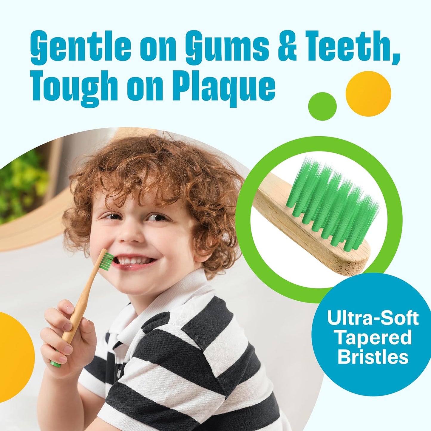 Kids Bamboo Toothbrushes 6 Pack - BPA Free Soft Bristles Toothbrushes for Kids - Children Toothbrush Set