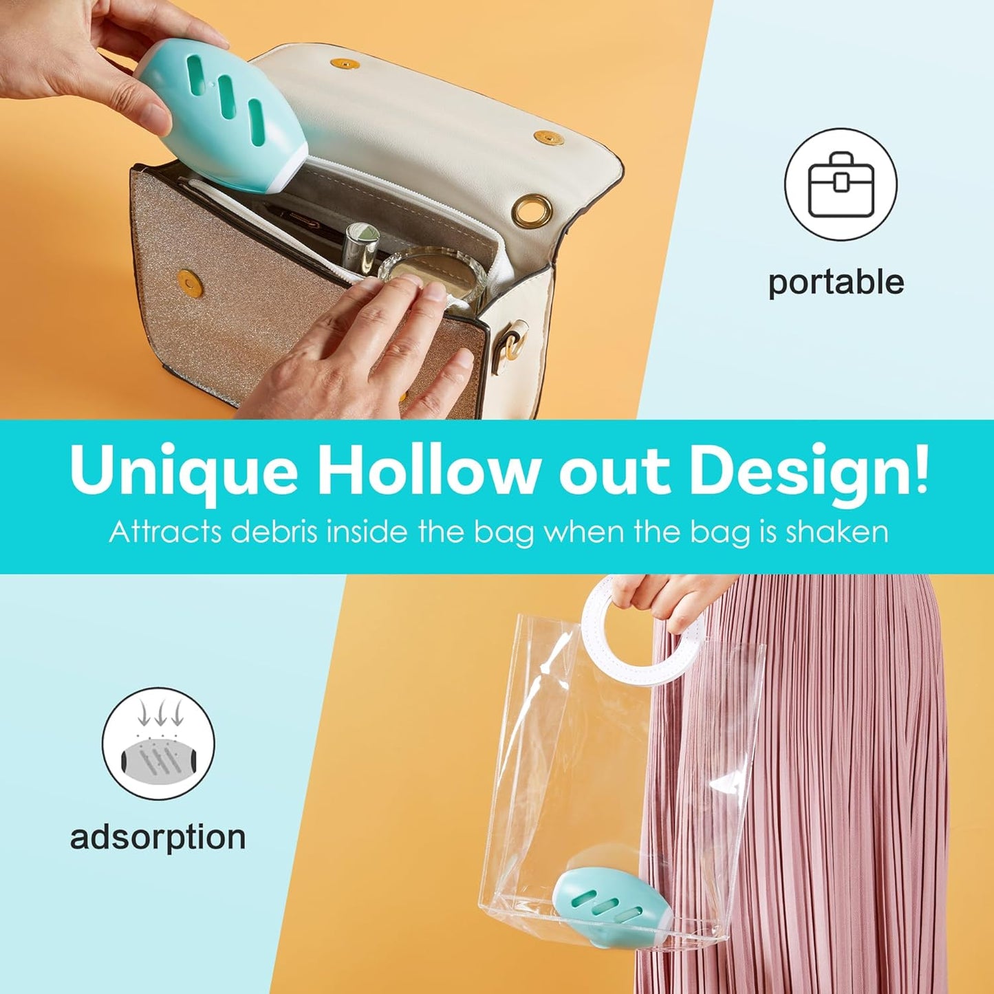 Washable Reusable Gel Lint Roller for Pet Hair,Portable Mini Dog Cat Pet Hair Remover for Clothes,Laundries ,Dust Fuzz Fur -Sticky Cleaner- Small Travel Animal Fur Removal Tool (Yellow)