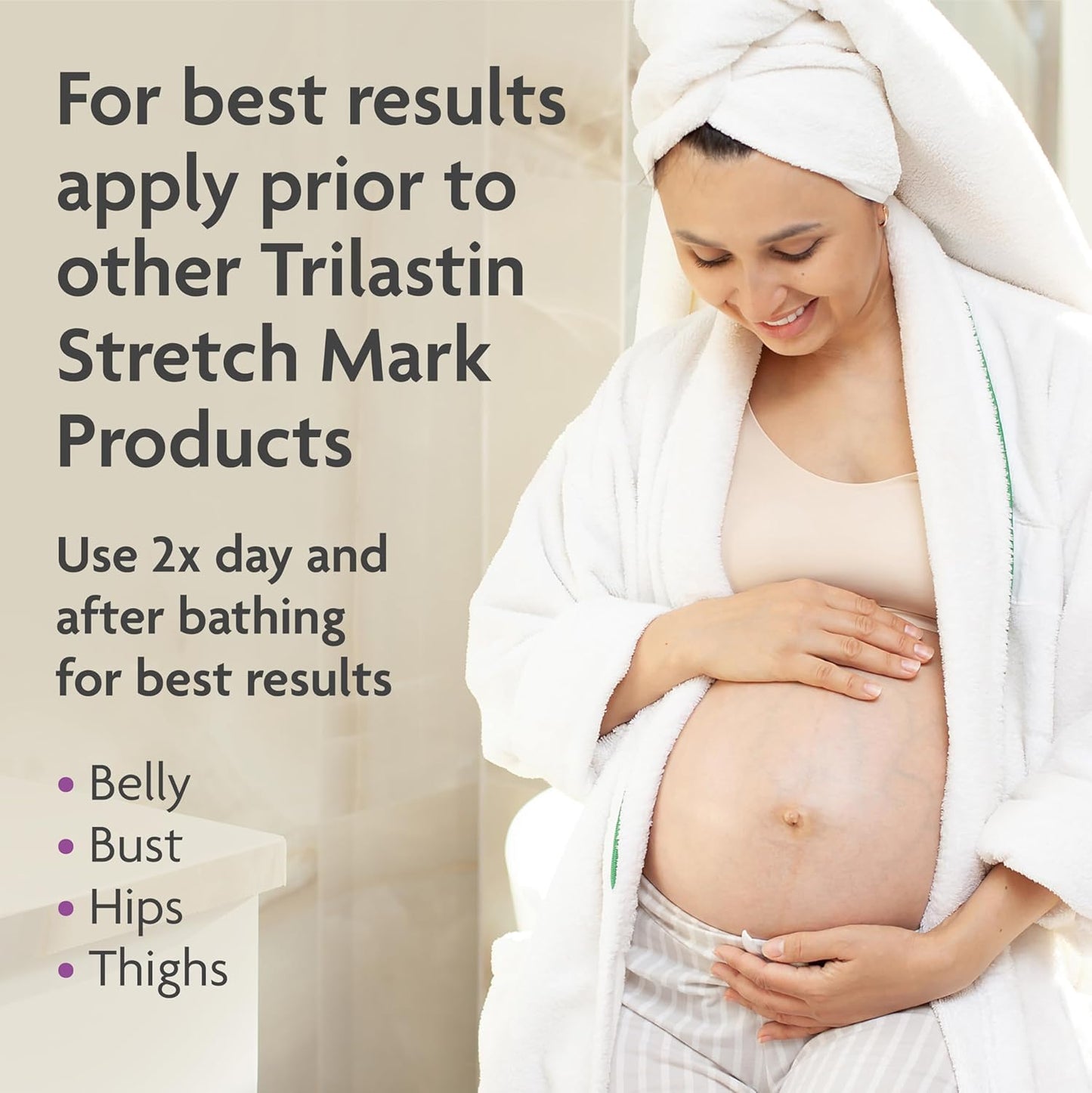 TriLASTIN Stretch Mark Cream for Pregnancy - 5.5 Oz & 3 Oz Hydro-Thermal Accelerator & Absorption Serum - Intensive Moisturizing Formula with Hyaluronic Acid - Prevent Stretch Marks During Pregnancy