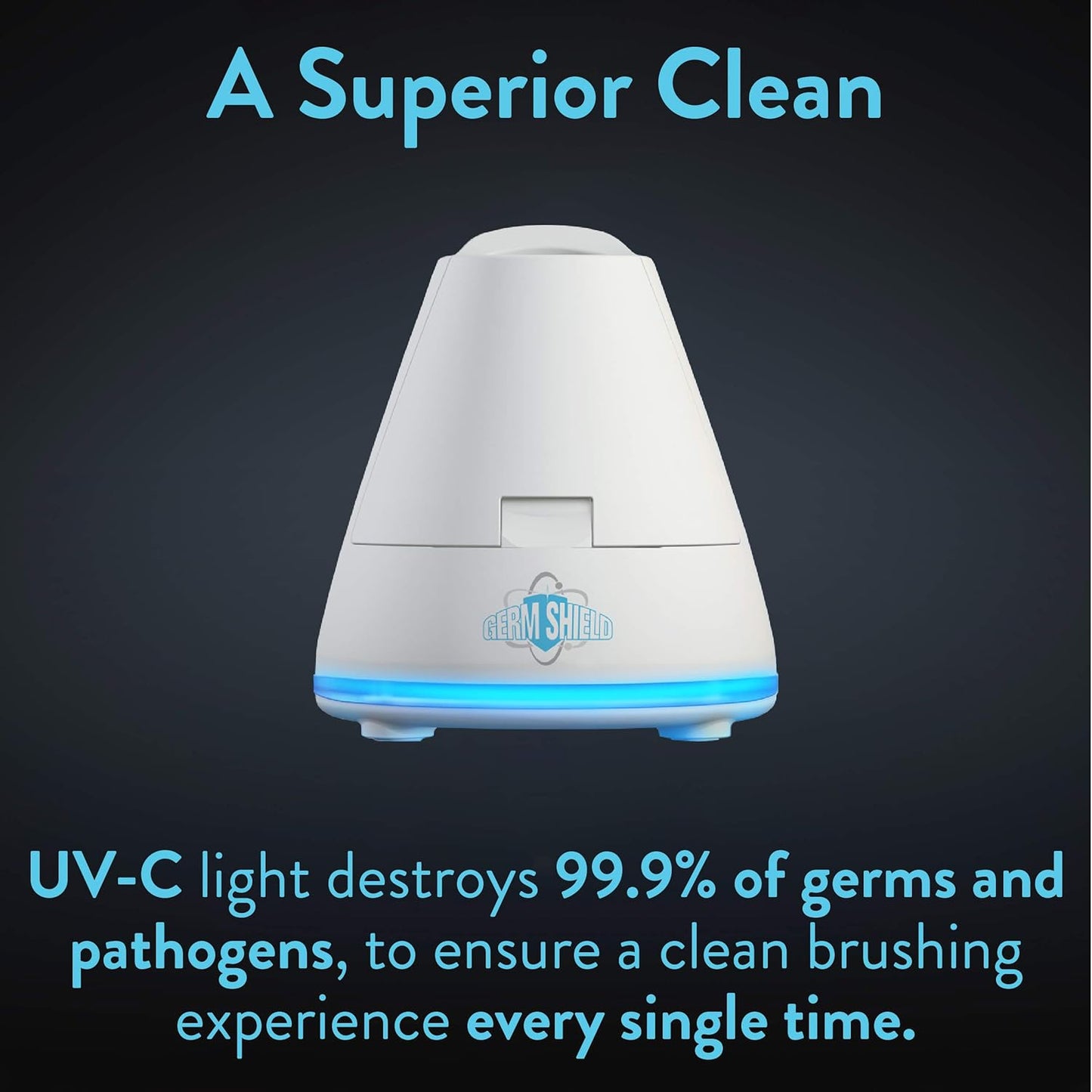 TAO Clean Germ Shield UV Toothbrush Sanitizer – Universal Cleaning Station that Accommodates all Manual and Electric Toothbrushes, Travel Friendly, Kills 99.9% of Germs