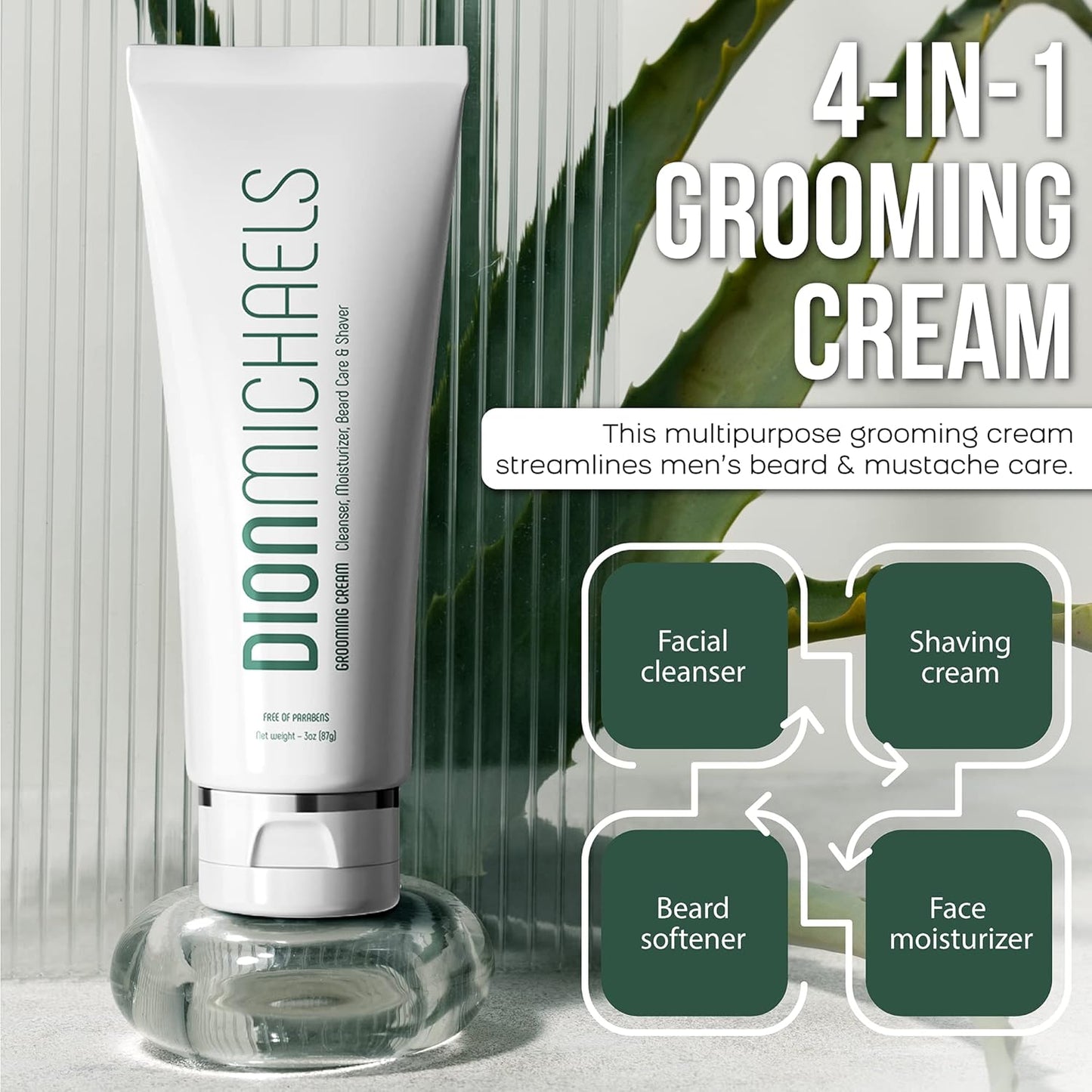 2-Pack Shaving Cream Set for Men - Includes 3oz 4-in1 Shaving Cream, Facial Cleanser, Beard Care, Face Moisturizer & 1oz 2-in1 Aftershave Balm & Moisturizer for Men - For All Skin Types