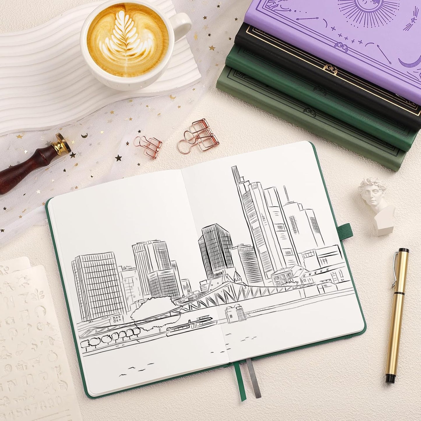 Plain Journal for Women Men, 192 Pages A5 Notebook Journal, Hardcover Notebook with 100Gsm Thick Pages, Leather Note Book for Writing, Travel, Business, Office, Prayer 5.7 x 8.3, Dark Green