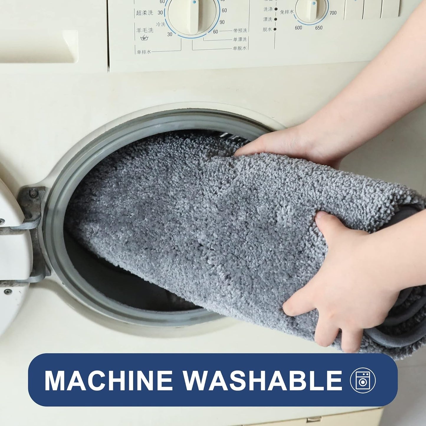 COSY HOMEER Bath Rugs for Bathroom Extra Thick - Anti-Slip Bath Mats Soft Plush Yarn Shaggy 100% Strong Mirco Polyeste Mat Living Room Bedroom Mat Floor Water Absorbent(Dark Grey,24x48 - Inches)