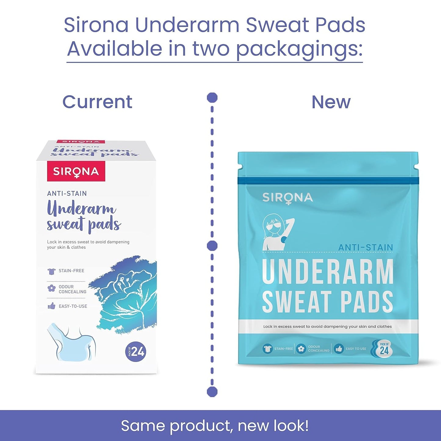 Sirona Disposable Underarm Sweat Pads for Men and Women - 24 Pads (Pack of 3) | Peel-Off | Stain Proof | Anti Perspiration
