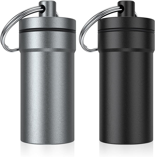 Portable Ear Plug Carrying Case, Urekt Waterproof Metal Earplug Case Keychain Container Holder(2 Pack)