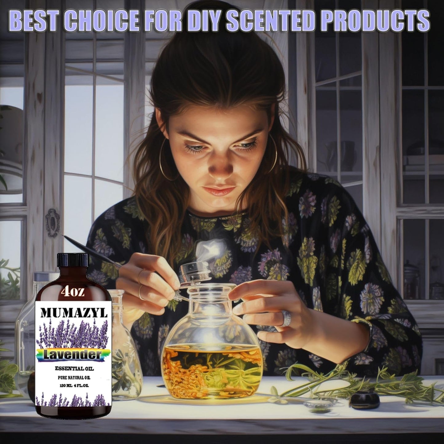 Lavender Essential Oil, Lavender Oil 4 Fl Oz 120ML for Diffuser Humidifier Yoga Cleaning DIY Candle Soap Making Essential Oils