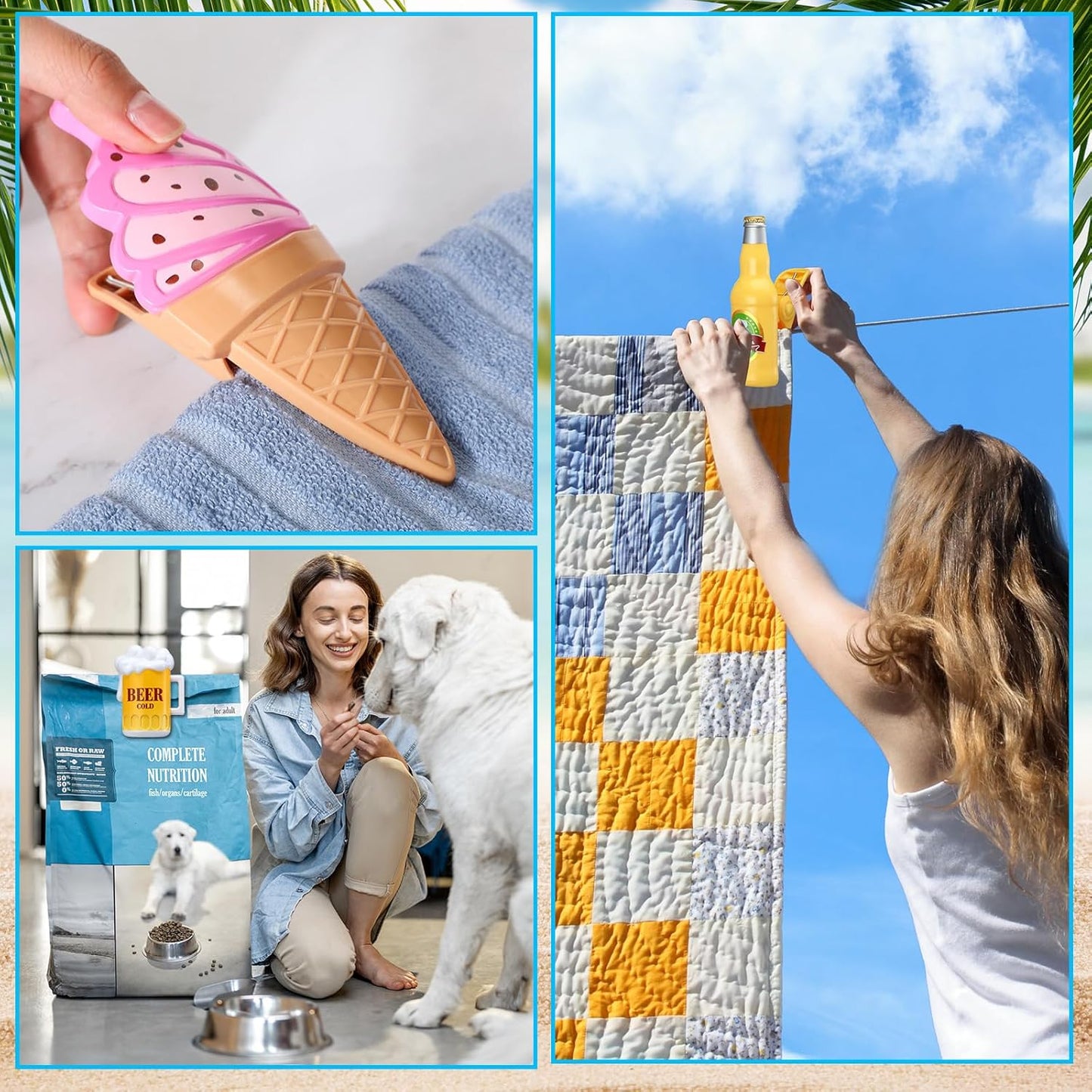 Honoson 12 Pcs Beach Towel Clips Beach Chairs Clips Plastic Swimming Pool Towel Holders Jumbo Size Funny Clothespins for Patio Holiday Pool Blanket Decoration (Vibrant)