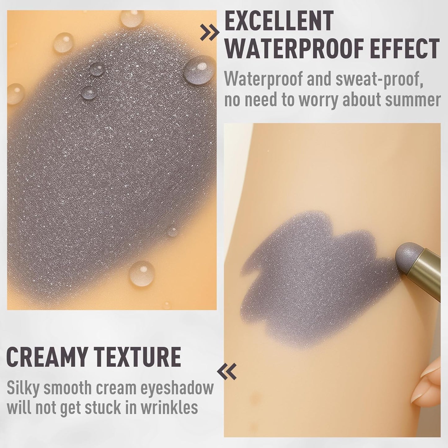 FV Cream Shimmer Eyeshadow Stick,Long Lasting & Waterproof, Multi-Use & High Pigment Eyeshadow Makeup Stick, Smoky Grey Shimmer