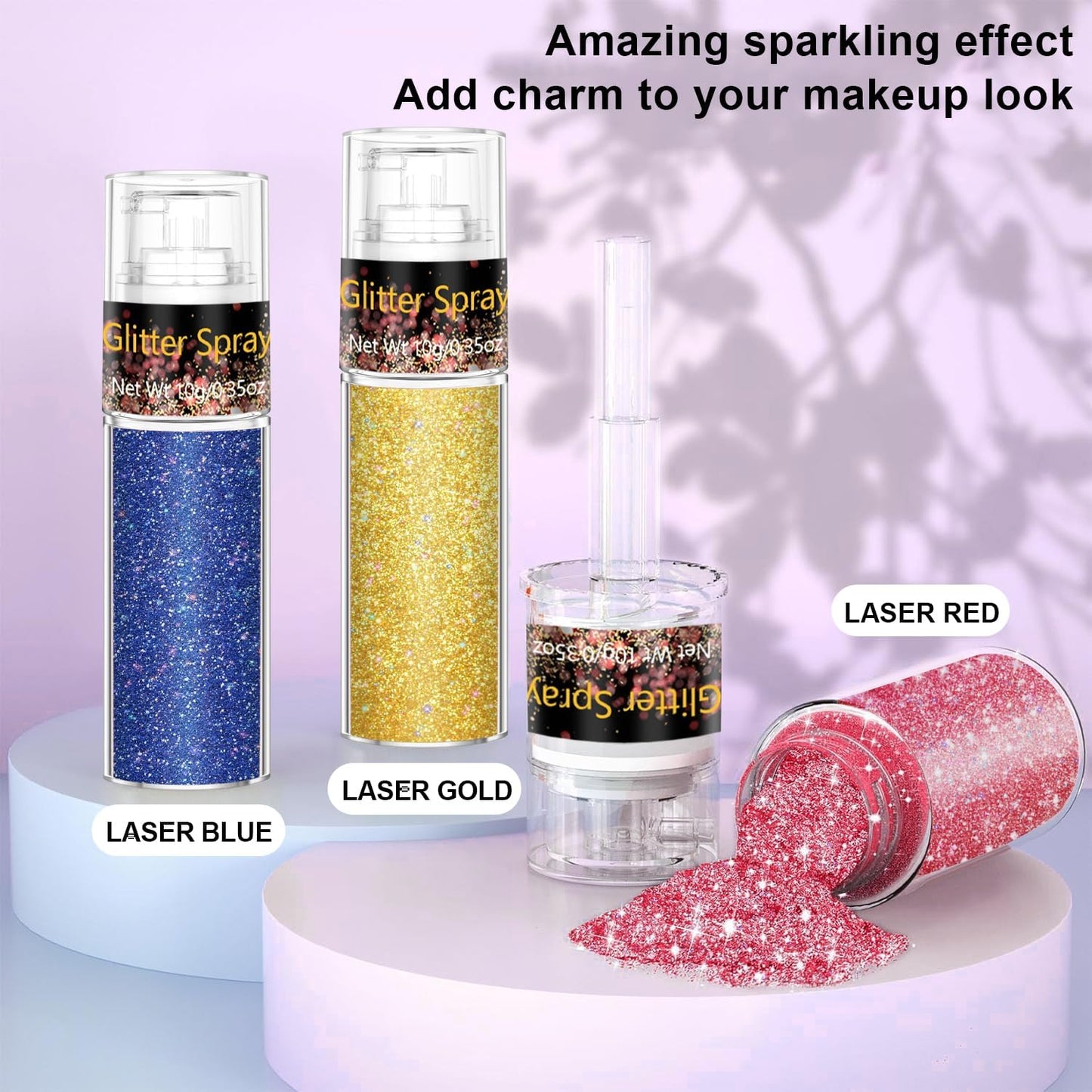 Hair and Body Glitter Spray, 1PC Glitter Hairspray Dry Powder Makeup for Clothes, Festival Rave Prom Loose Sparkle Powder,Holographic Ultra Fine Resin Glitters for Crafts (Red)