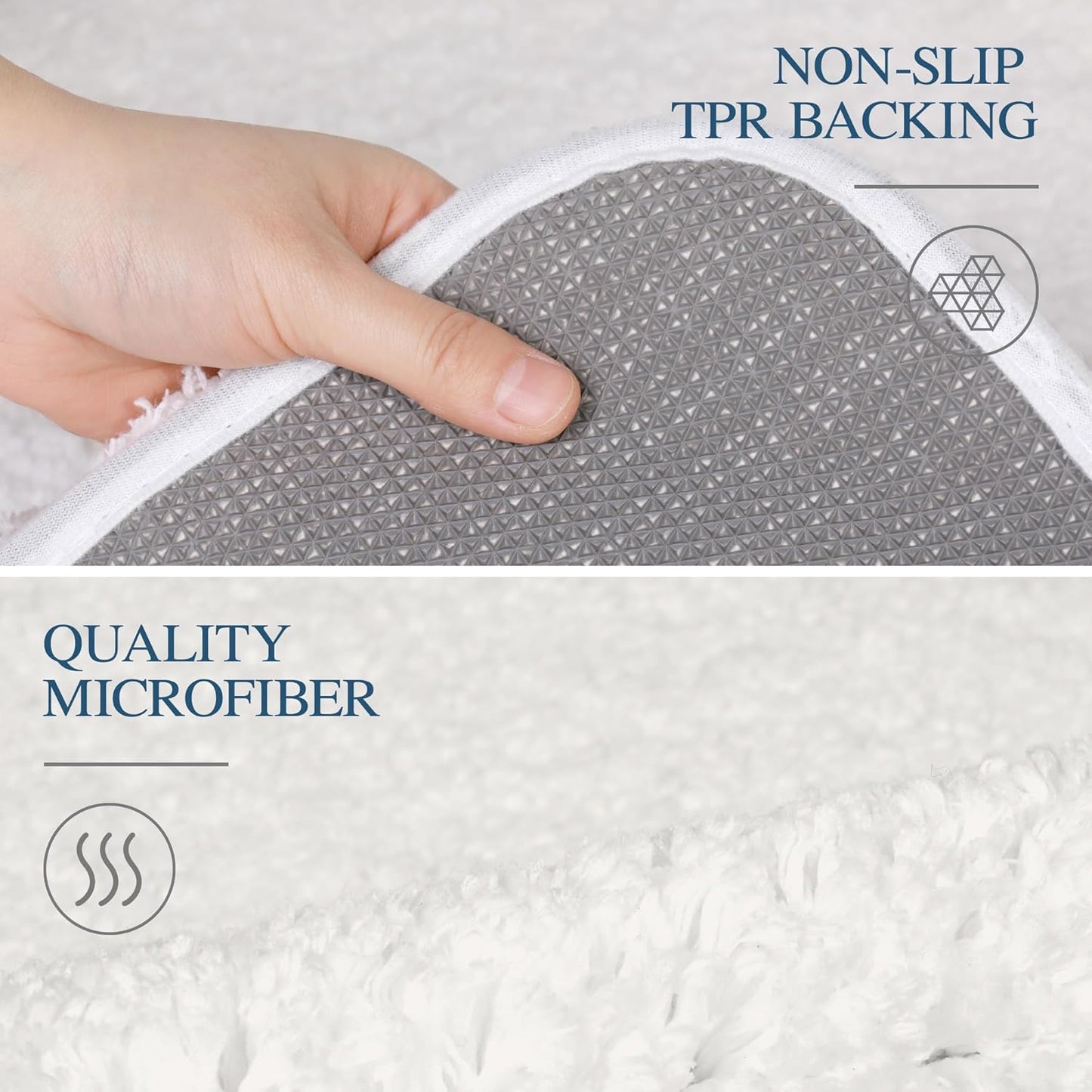 Walensee Bathroom Contour Rug (20x24, Ivory) Non Slip Bath Mat Water Absorbent Soft Microfiber Shaggy Bathroom Mat Machine Washable Bath Rug U Shape Toilet Rug