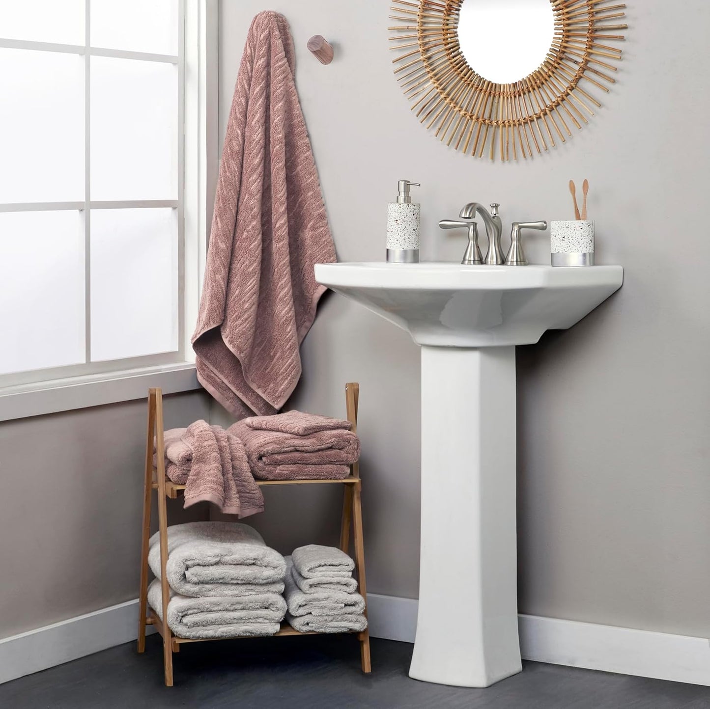 SKL Home CloudSoft Cotton Luxury 6-Piece Towel Set, Clay