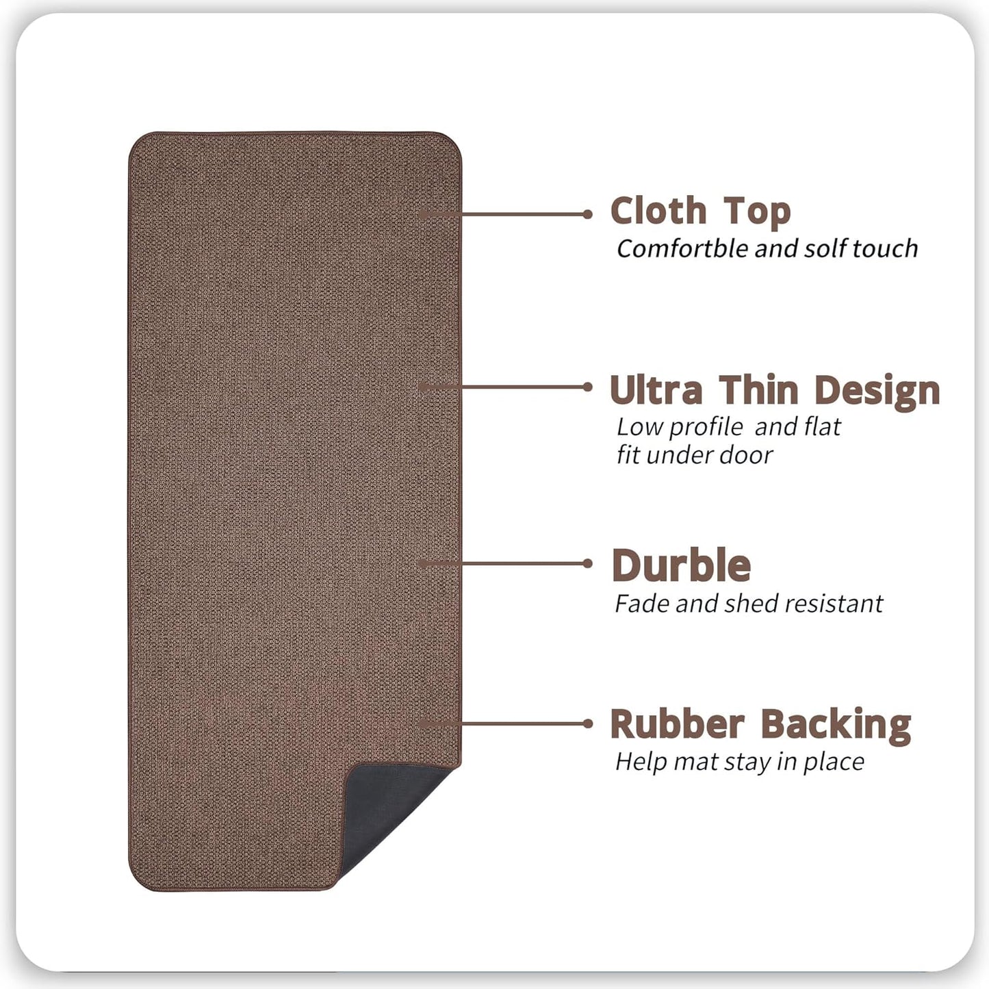 Bath Mat,Ultra Thin Bathroom Runner Rugs,Large Bath Mats for Bathroom,Quick Dry,Non-Slip,Machine Washable,Low Pile,Bath Rug,Shower Outside,Sink,Home Decor Accessories.Brown,1'5"x4'11"(17x59inch)