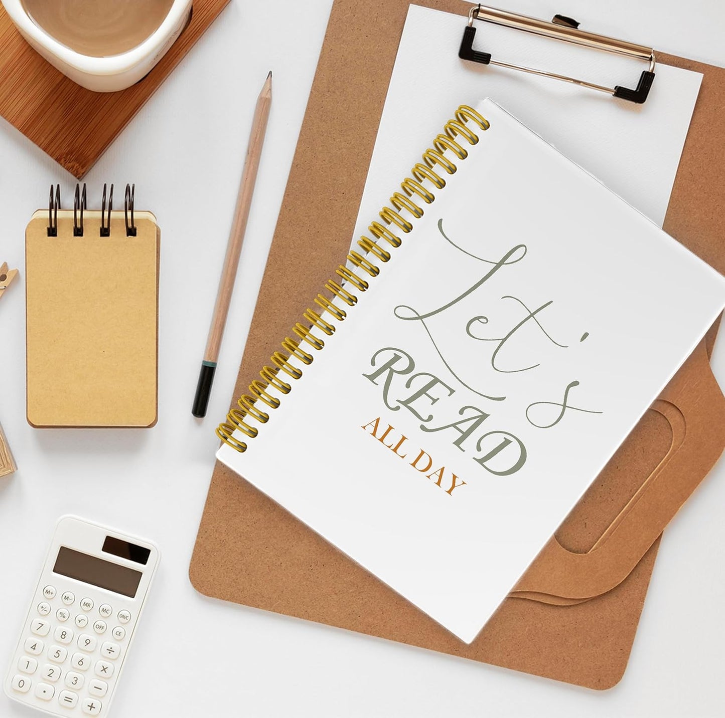 Let's Read Boho Notebook, Book Lovers Gifts, Reading Journal Notebook, Book Reading Journal for Book Lovers, Book Journal Reading Log, Spiral Notebook 5.5x8.3 with 164 Pages