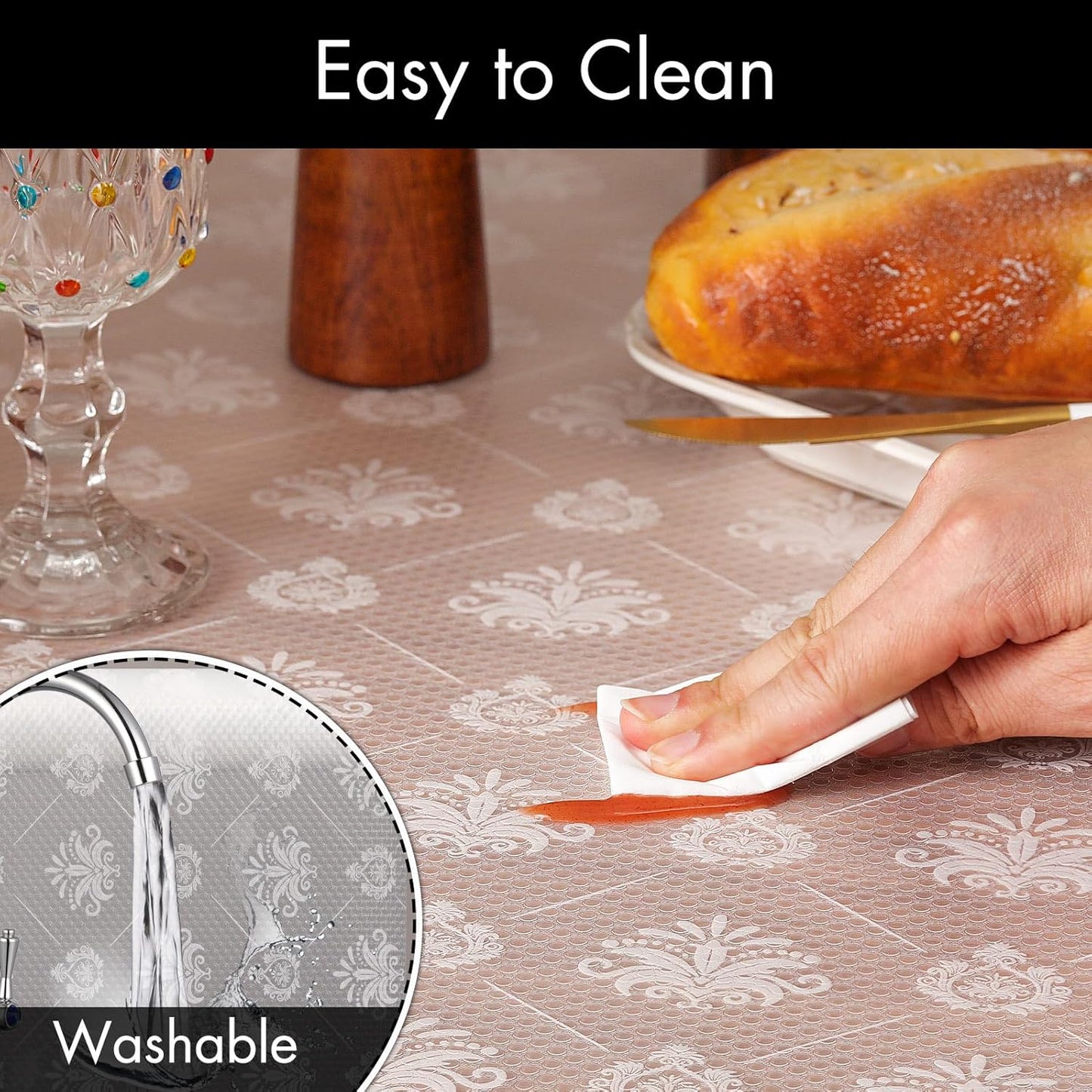 Cooyes Shelf and Drawer Liners for Kitchen Cabinets, Non-Adhesive Cabinet Liners, EVA Waterproof Durable Shelf Paper for Refrigerator, Shelves, Cupboard with Modern Pattern, Easy to Cut