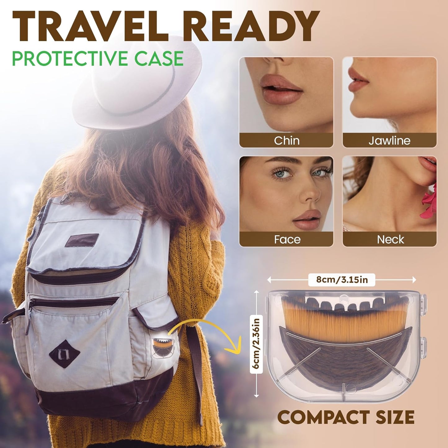 Pack of 2 Lymphatic Contour Face Brush-Facial Dry Brush-Lymphatic Drainage Massager,Soft Dry Brushing Beauty Tool for Jawline, Chin & Facial Sculpting Designed to Fit Precisely (2 pc)