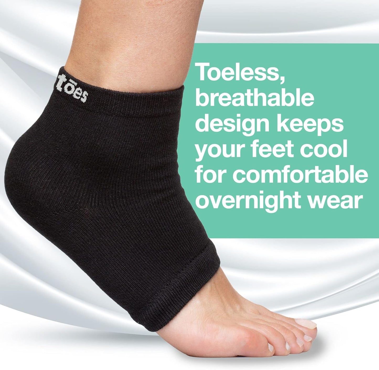 ZenToes Moisturizing Socks for Cracked Heel Treatment - Vitamin E, Olive Oil and Jojoba Oil Infused Heel Socks to Soften and Hydrate (Cotton Black, Wide Width)