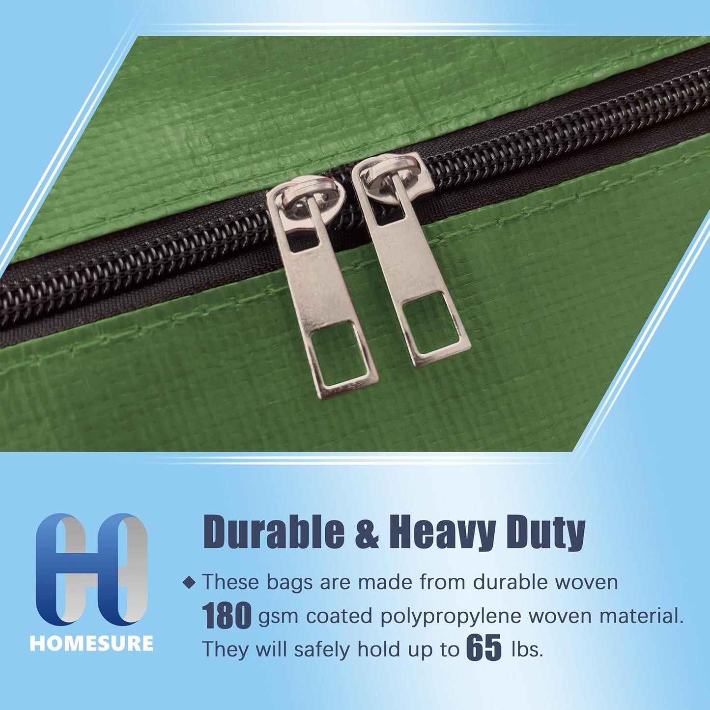 4 Pack Large Strong Moving Bags with Zippers & Carrying Handles - Water-Resistant - Heavy Duty Storage Tote for Space Saving, Fold Flat, Alternative to Moving Box (Olive Green)