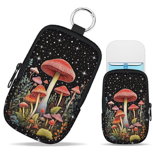 Cute Mushroom Hand Sanitizer Spray Case, Hand Sanitizer Holder Zippered Pouch, Fashion Accessory with Snap Hook for Glow Mist and Power Mist 1FL OZ