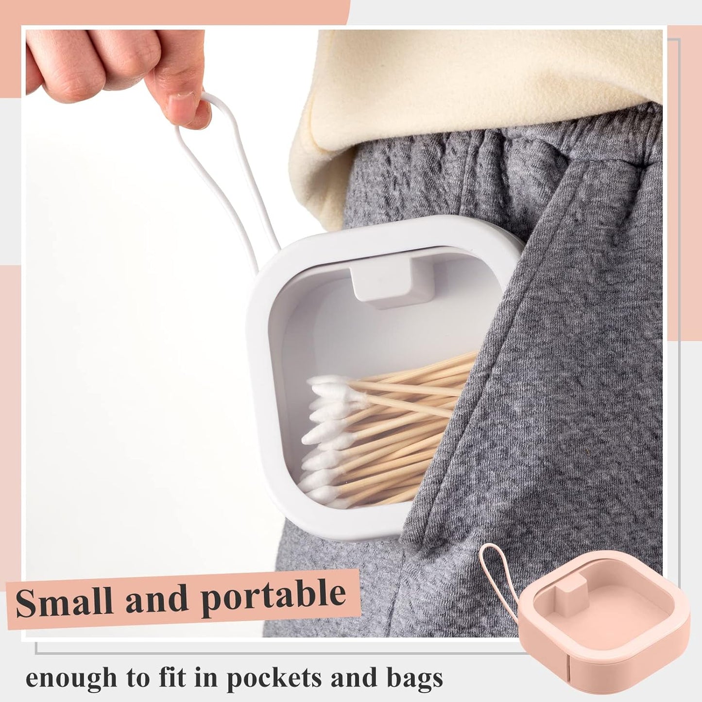 Kathfly 4 Pcs Pink Hair Tie Organizer Portable Hair Accessory Storage Containers Stackable Tie Bobby Pin Holder Home Cotton Swab Dispenser Accessories Jewelry Organizer Box