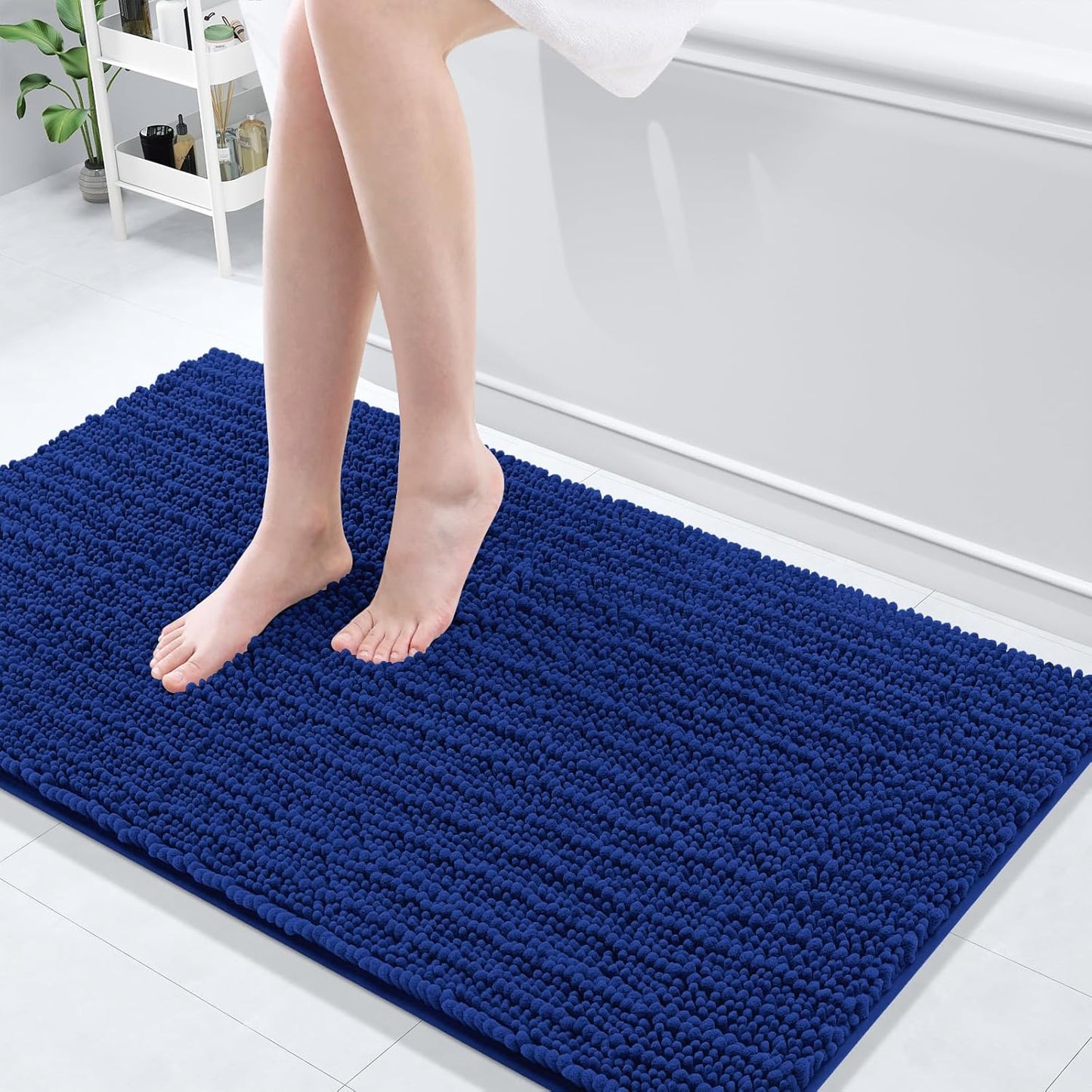 Arotive Luxury Chenille Bathroom Rug Mat, Extra Soft Thick Absorbent Shaggy Bath Rugs, Non-Slip Machine Wash Dry, Plush Bath Mats for Bathroom, Shower and Tub, 47x24, Royal Blue