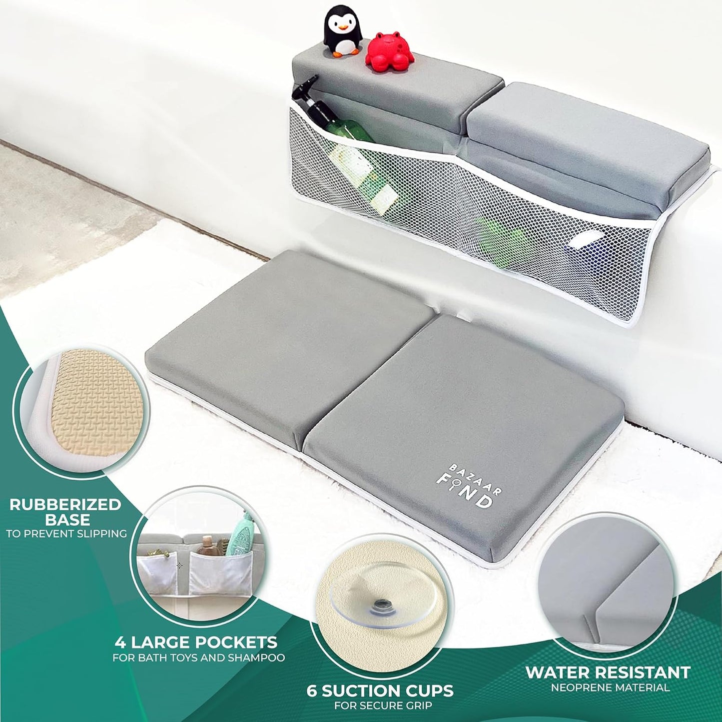 Bath Kneeler and Elbow Rest Pad Set - Comfortable Thick Kneeling Mat for Bathing Baby - Bazaar Find