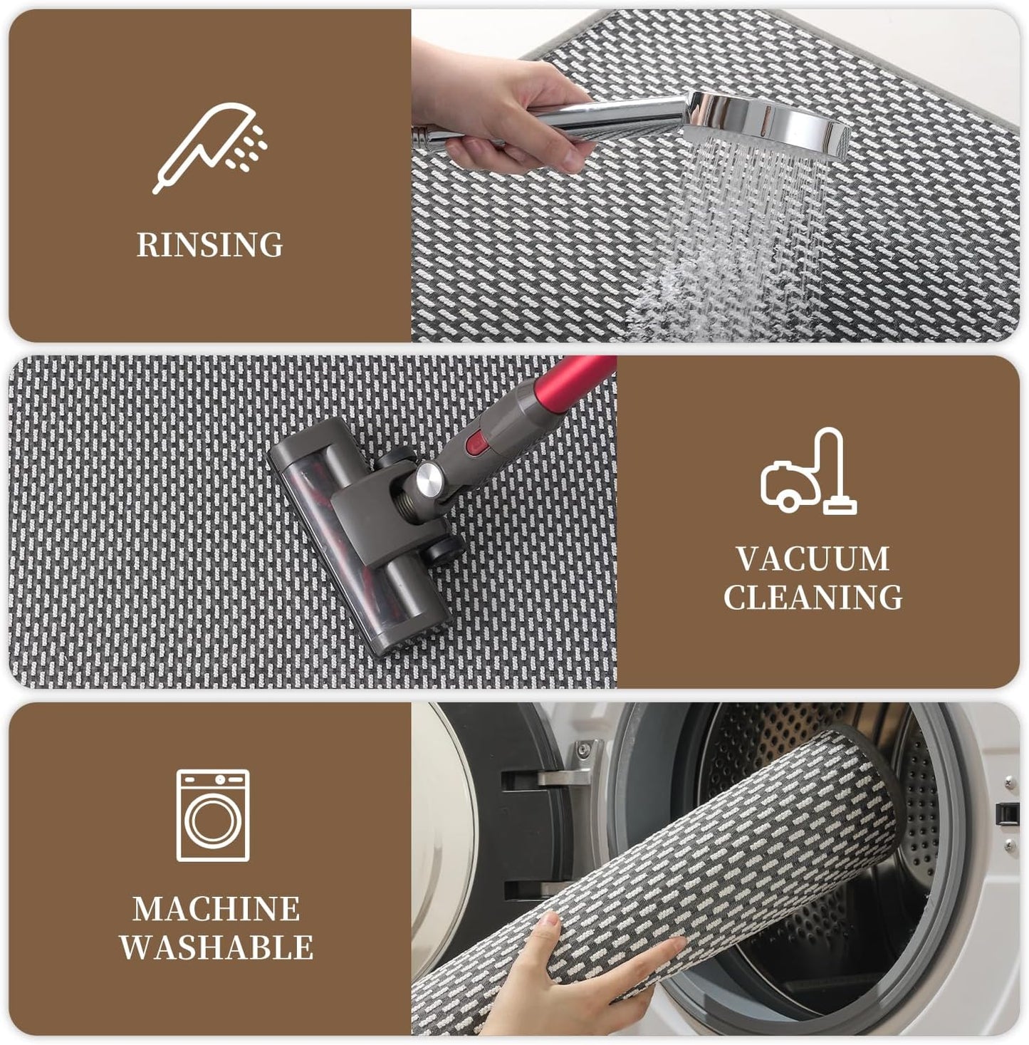 RESARE Non Slip Bath Mat - Machine Washable Bathroom Rugs, Super Absorbent Bath Mat Quick Dry Bathroom Mat, Bath Rugs Ultra Soft Rugs for Bathroom Floor, 24"x35" Dark Grey