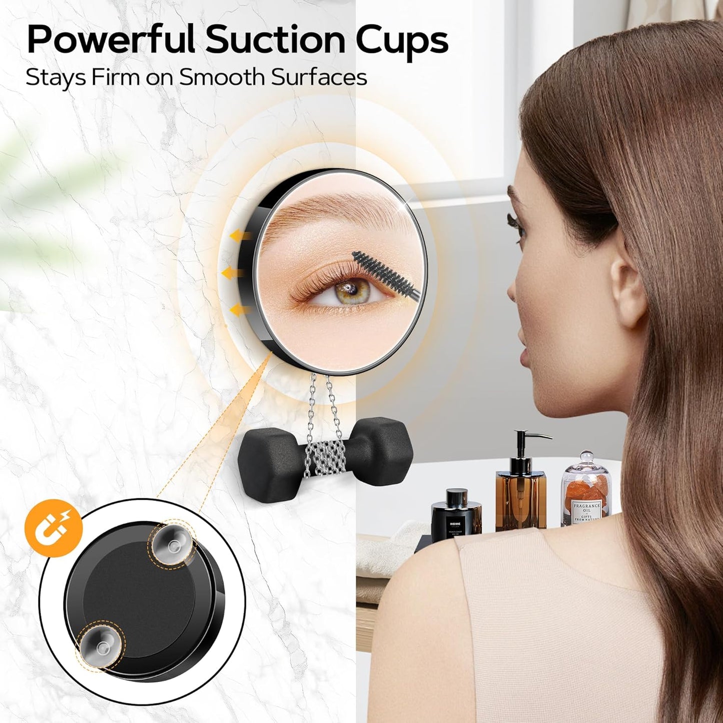 MIYADIVA Magnifying Mirror 40X/30X/20X, 3.5 Inch Round Compact Mirror with Suction Cup, 2Ps Stainless Steel Tweezers, Perfect for Makeup, Eyebrows, Beards, Travel