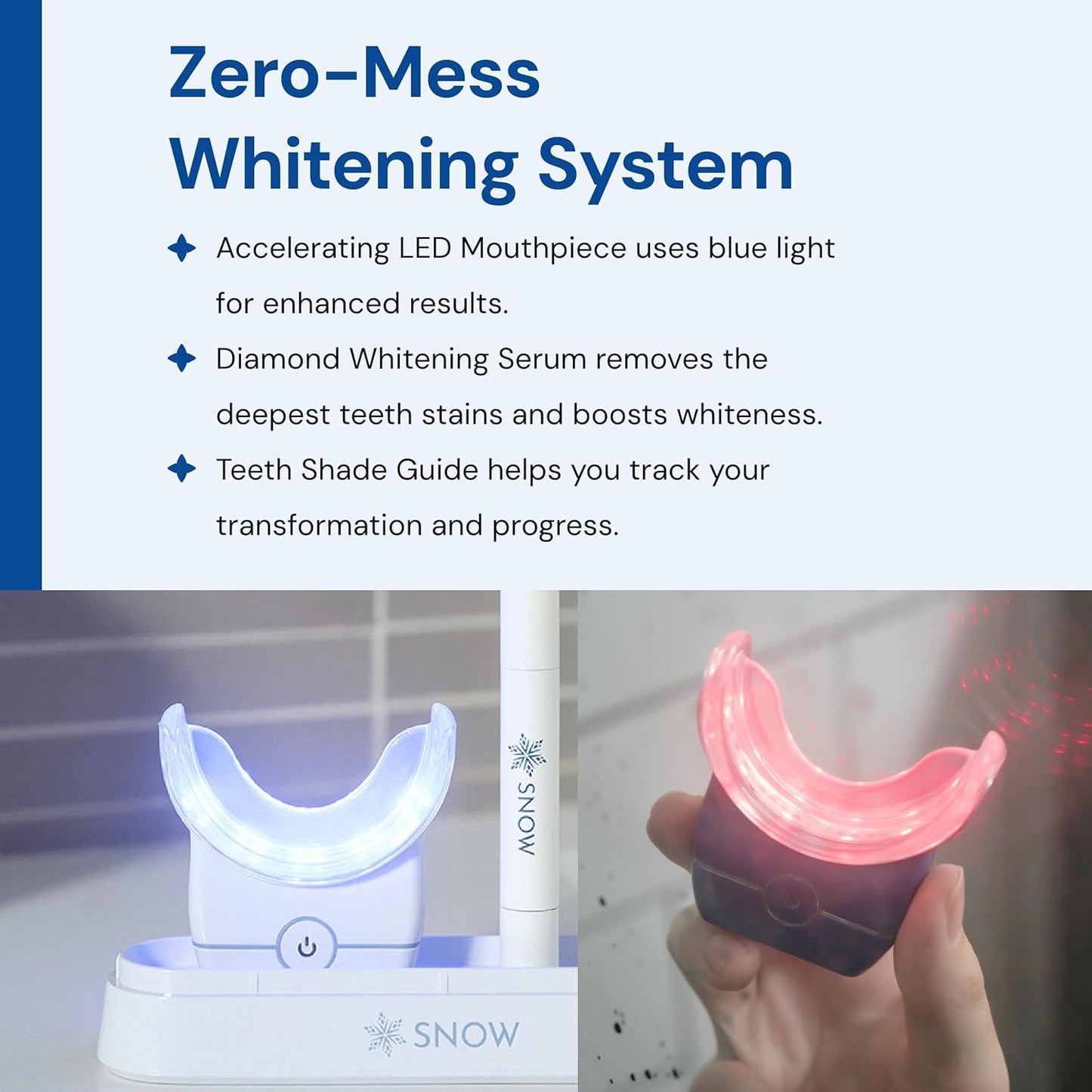 Snow Teeth Whitening Kit - Snow Teeth Whitening Serum and LED Mouthpiece Whitener, Formulated with Hydroxyapatite, Good for 2 Months - Wired Kit with 1 Wand