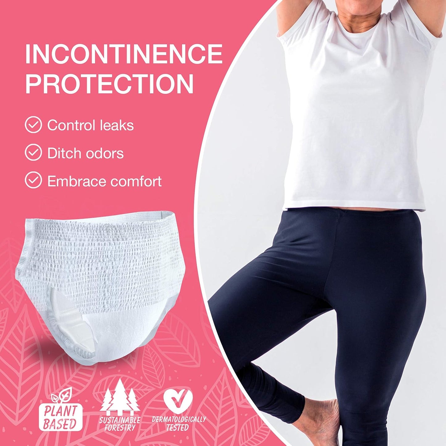 Veeda Natural Adult Incontinence Underwear for Women - Postpartum Underwear for Bladder Leakage Protection - Disposable Underwear with Maximum Absorbency - Extra Large Size - 34 Count