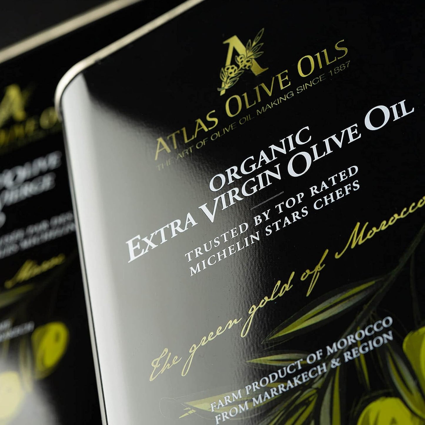 A ATLAS OLIVE OILS Bulk Organic Cold Pressed Moroccan Extra Virgin Olive Oil, Polyphenol Rich, Newly Harvested Unprocessed from One Single Family Farm Cold Press Ext. Virgin 170 Fl Oz (Pack of 1)
