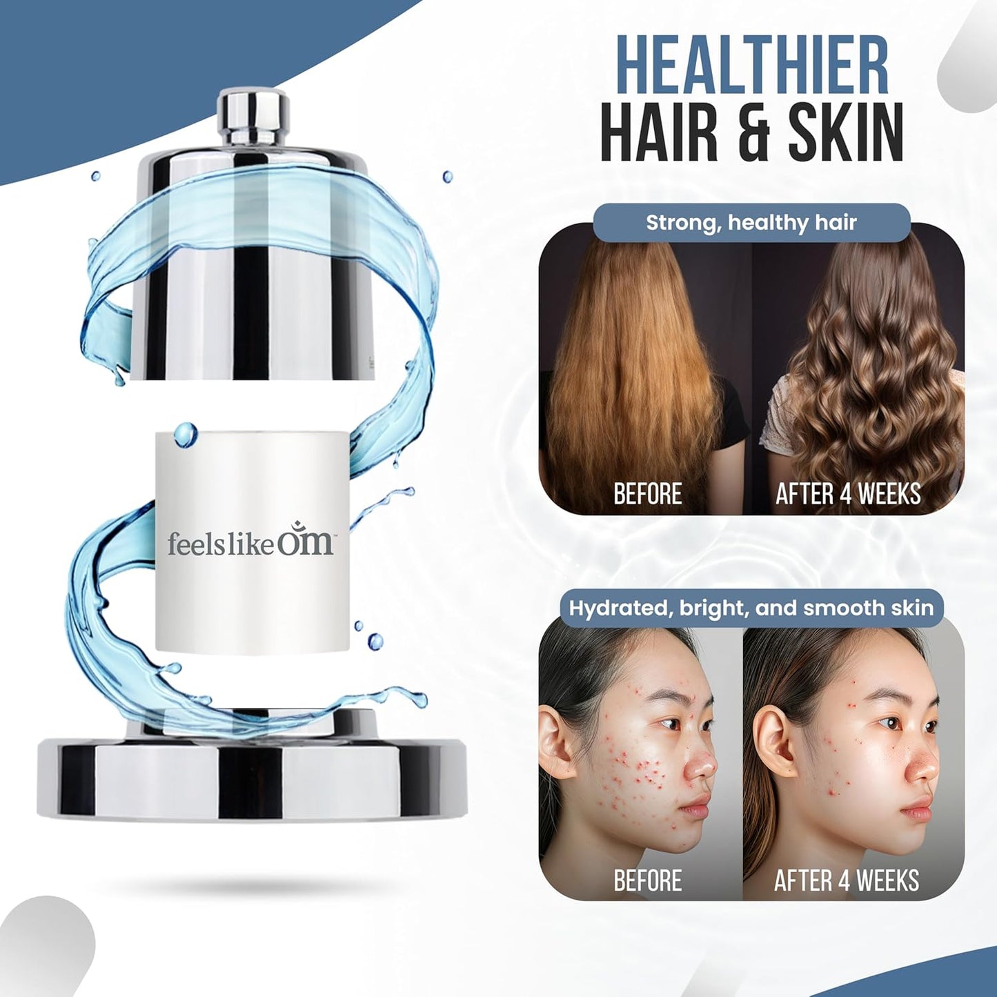 Filtered Shower Head with Water Softener - High Pressure Shower Head Filter for Hard Water - Shower Filter removes Toxic Chemicals & Chlorine - Best Shower Filter for Hair & Skin