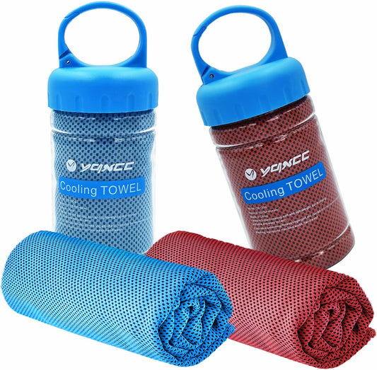 YQXCC Cooling Towel | 2 Pack 47"x12" | Ice Cool for Neck | Soft Breathable Microfiber Chilly | for Yoga, Golf, Gym, Camping, Running, Workout & More Activities