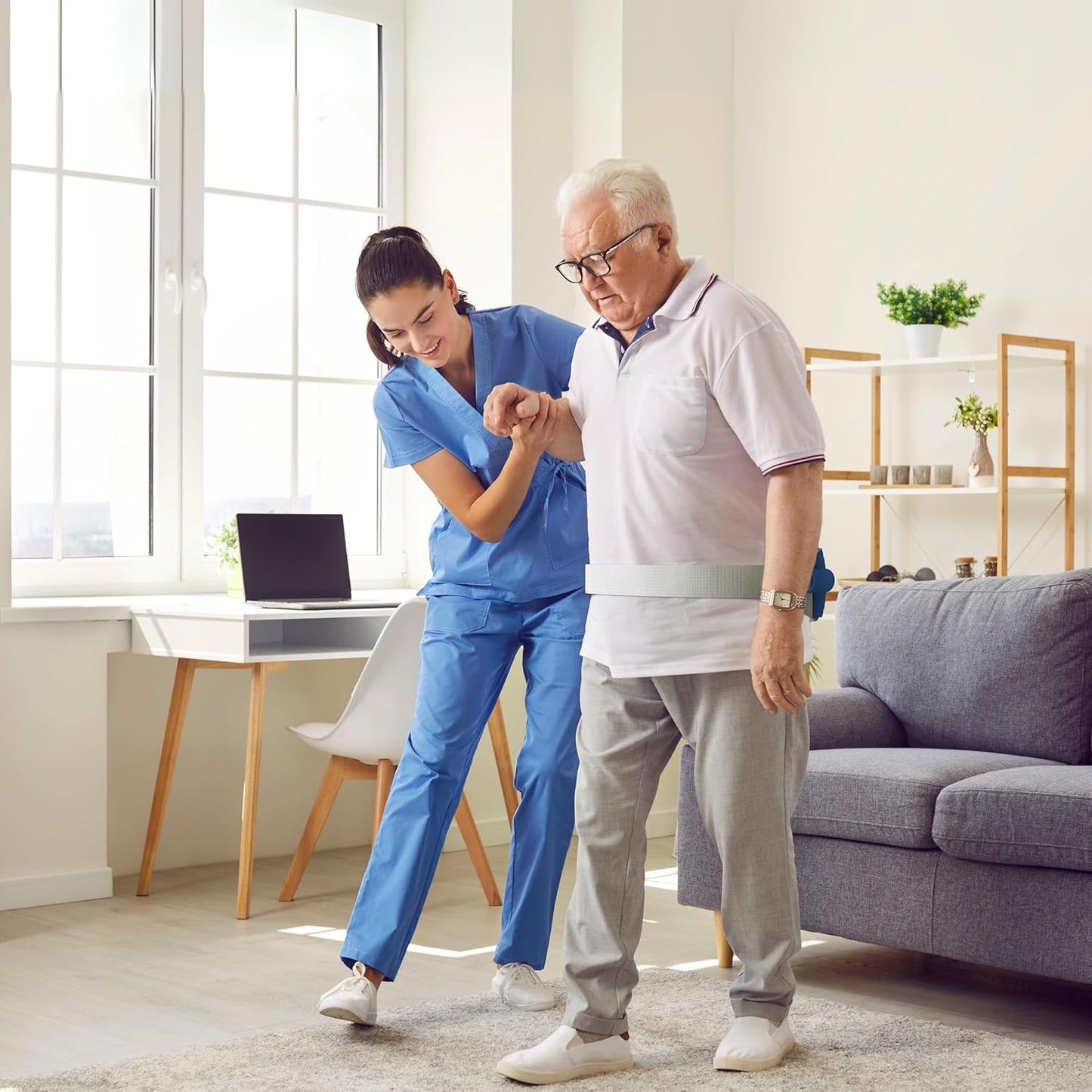 Skil-Care Multi-Grip Gait Belt with Handles for Seniors up to 350lbs, Transfer Belt for Elderly and Disabled, Physical Therapy Equipment for Lift Assist, Walking Aids, Gait Belts for Seniors, 252220