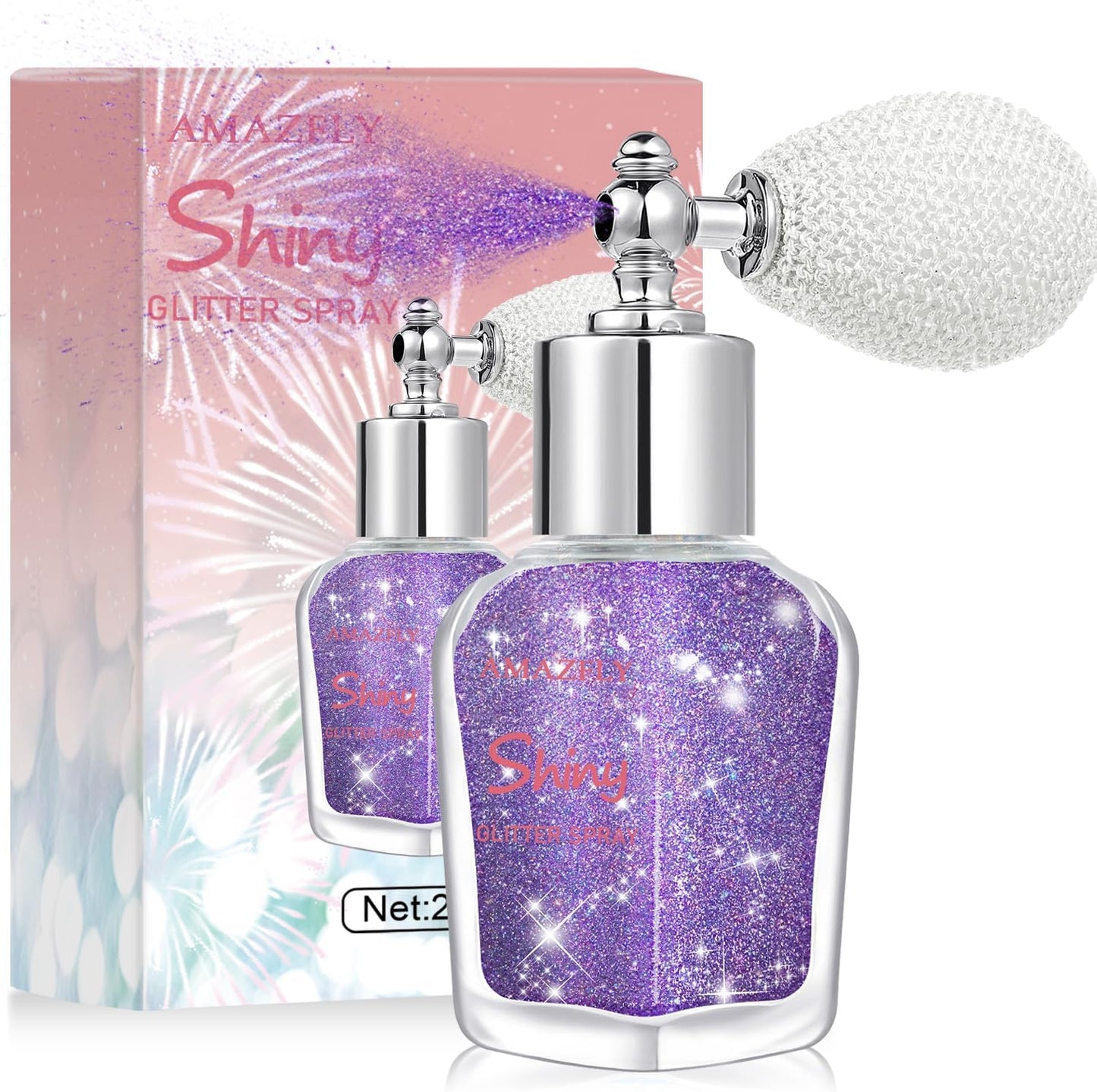 Hair and Body Glitter Spray, Shimmering Powder Sparkle Powder Makeup, Glitter Loose Sparkle Makeup for Body Highlighter,Festival Prom Rave Accessories (Purple)